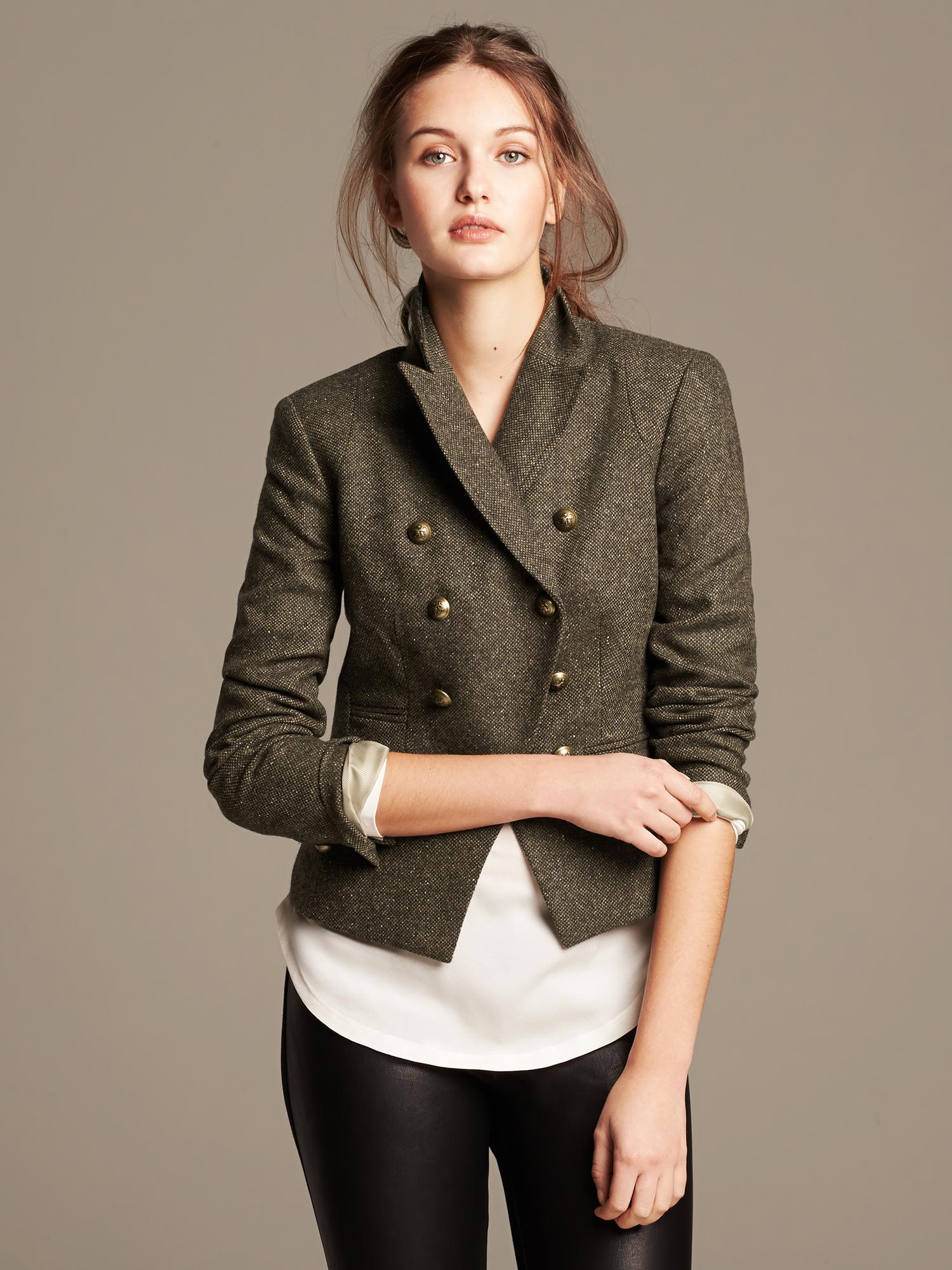 Olive Double-Breasted Blazer