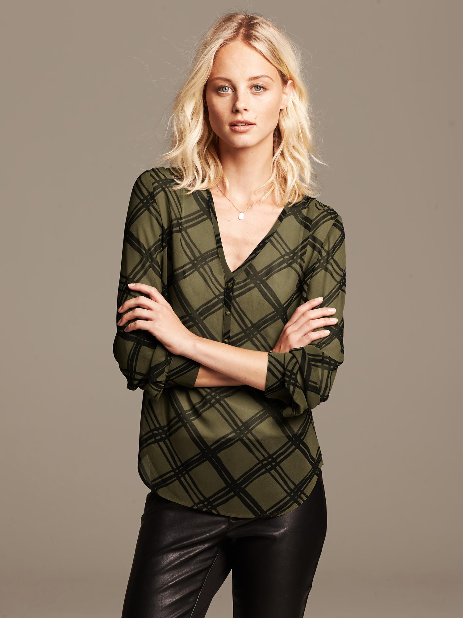 Abstract Plaid Riviera Blouse