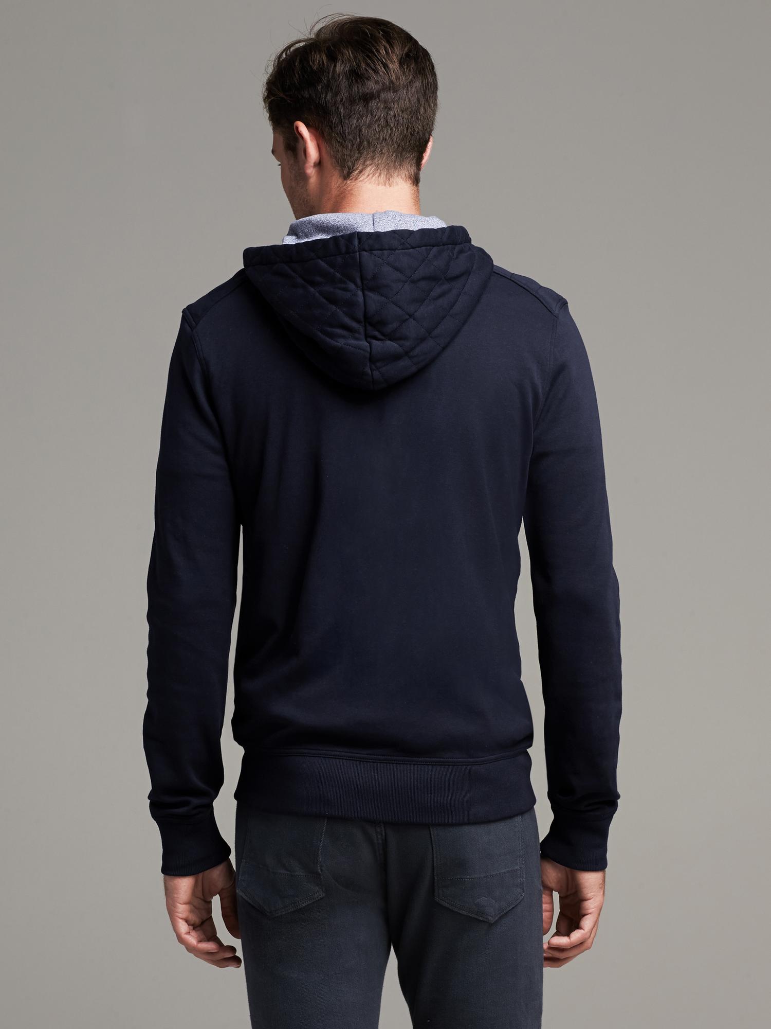 Quilted Knit Hooded Zip Jacket