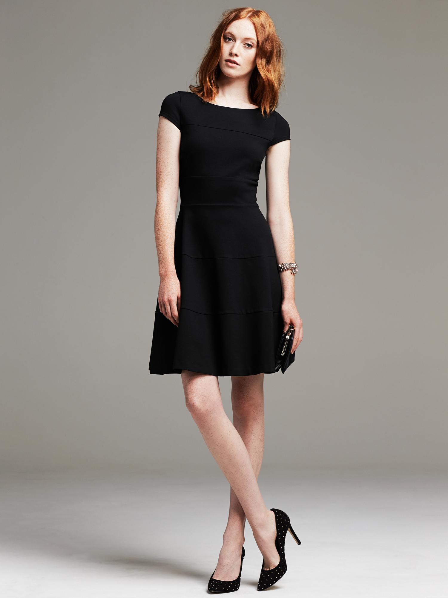 Seamed Fit-and-Flare Dress