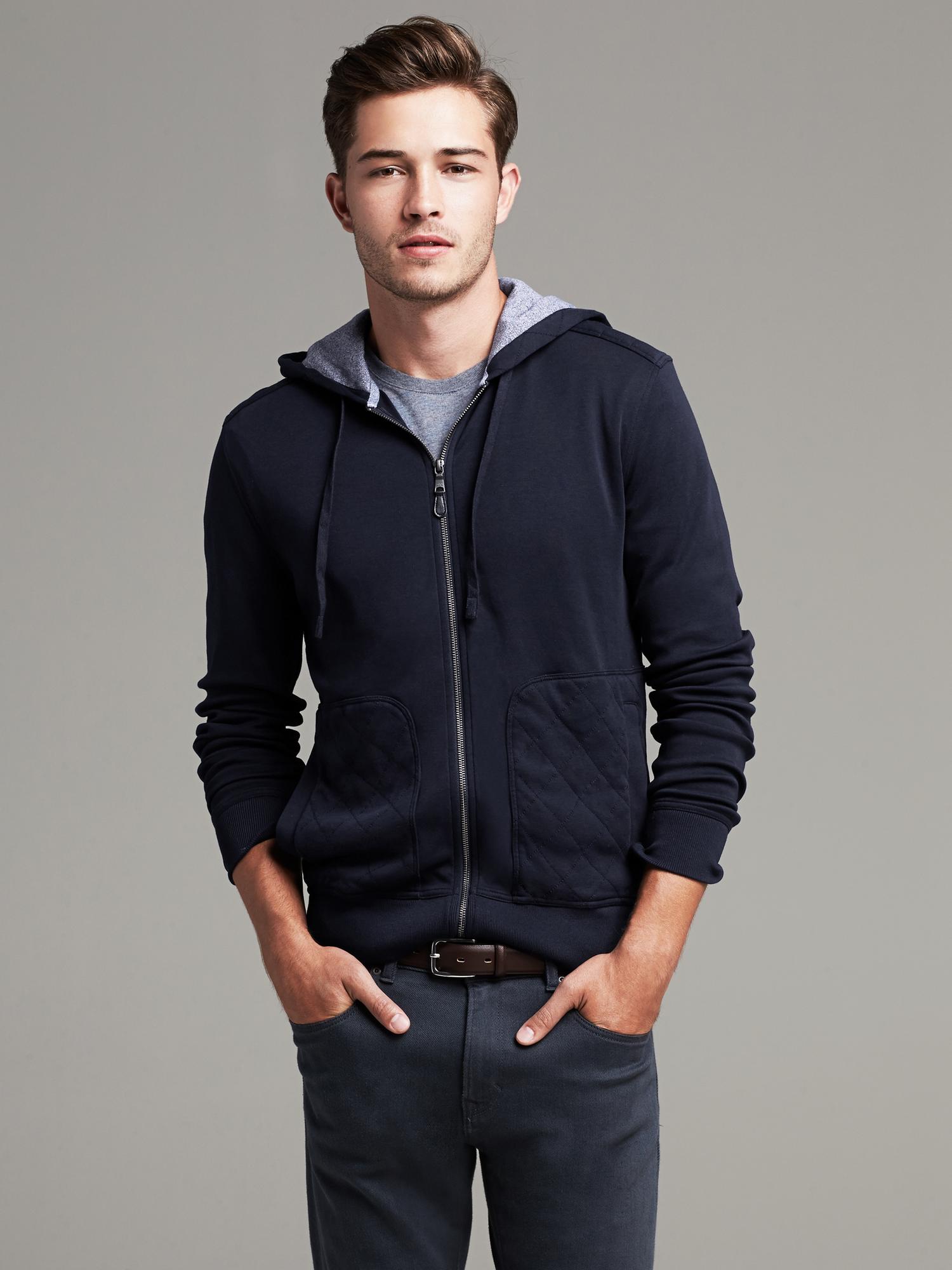 Quilted Knit Hooded Zip Jacket