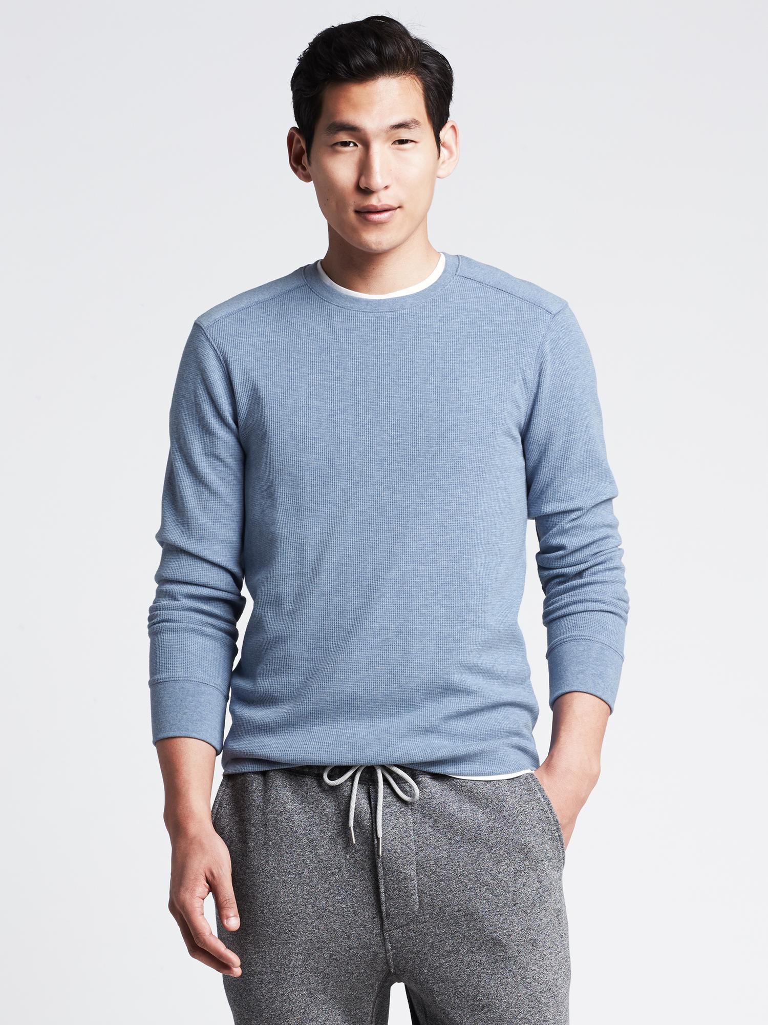 Waffle-Knit Crew Pullover