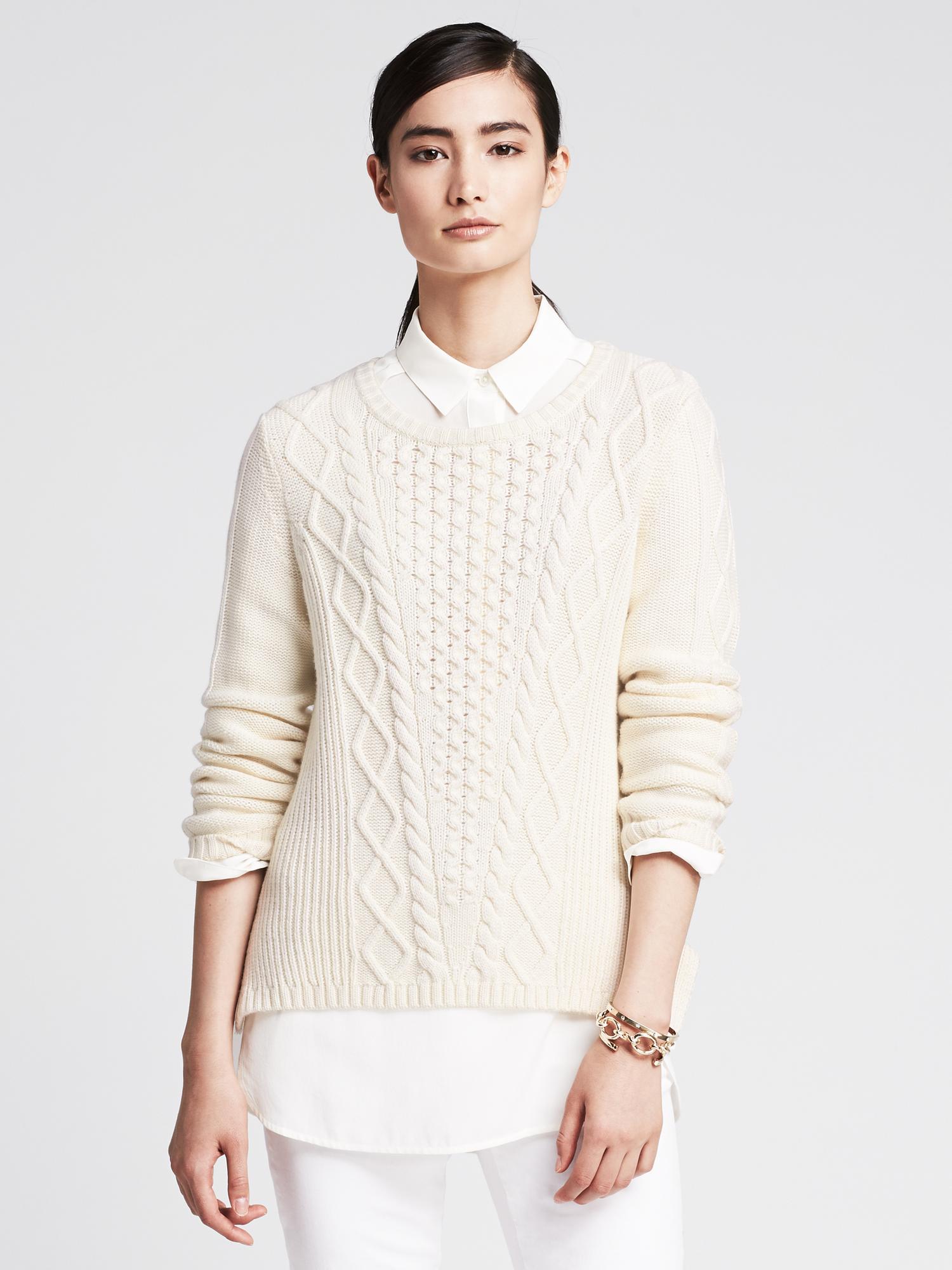 Vented Cable-Knit Pullover