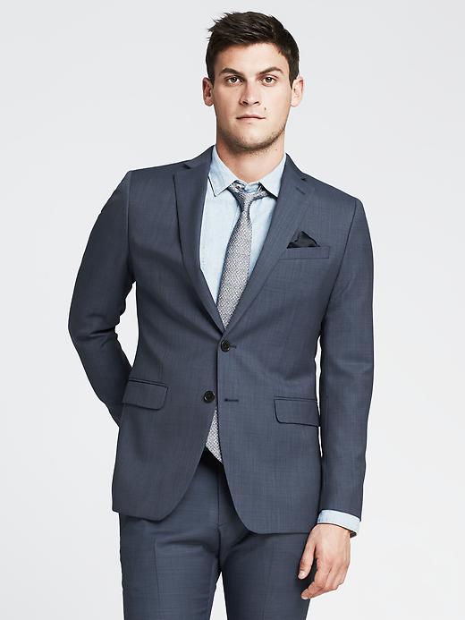 Banana Republic Mens Modern Slim Blue Italian Wool Suit Jacket Size 42 Regular - Light blue
