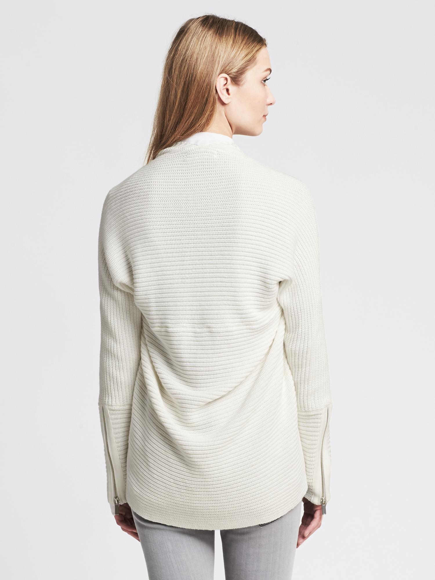 Ribbed High-Low Open Cardigan