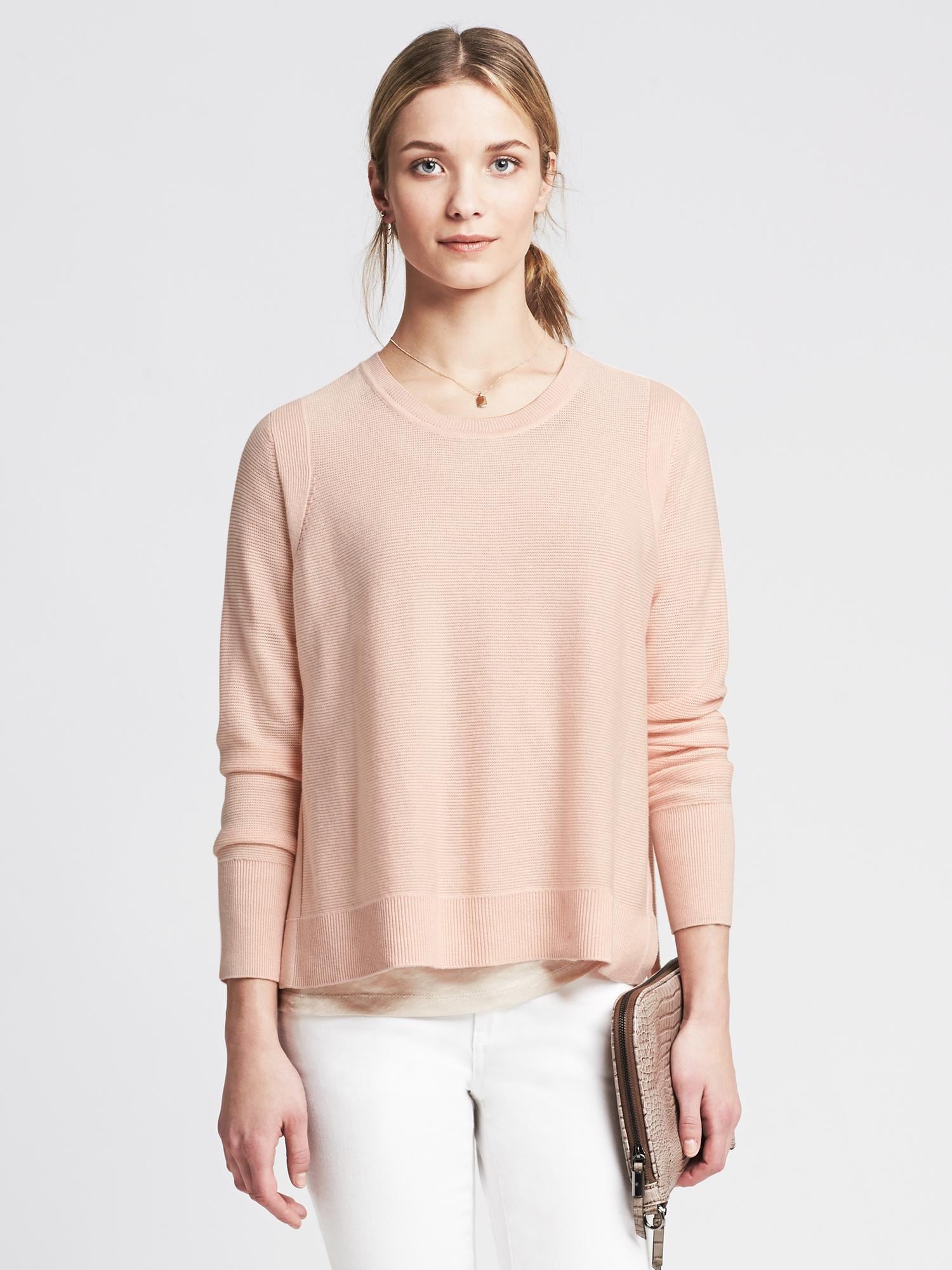 Textured Cotton/Cashmere Pullover