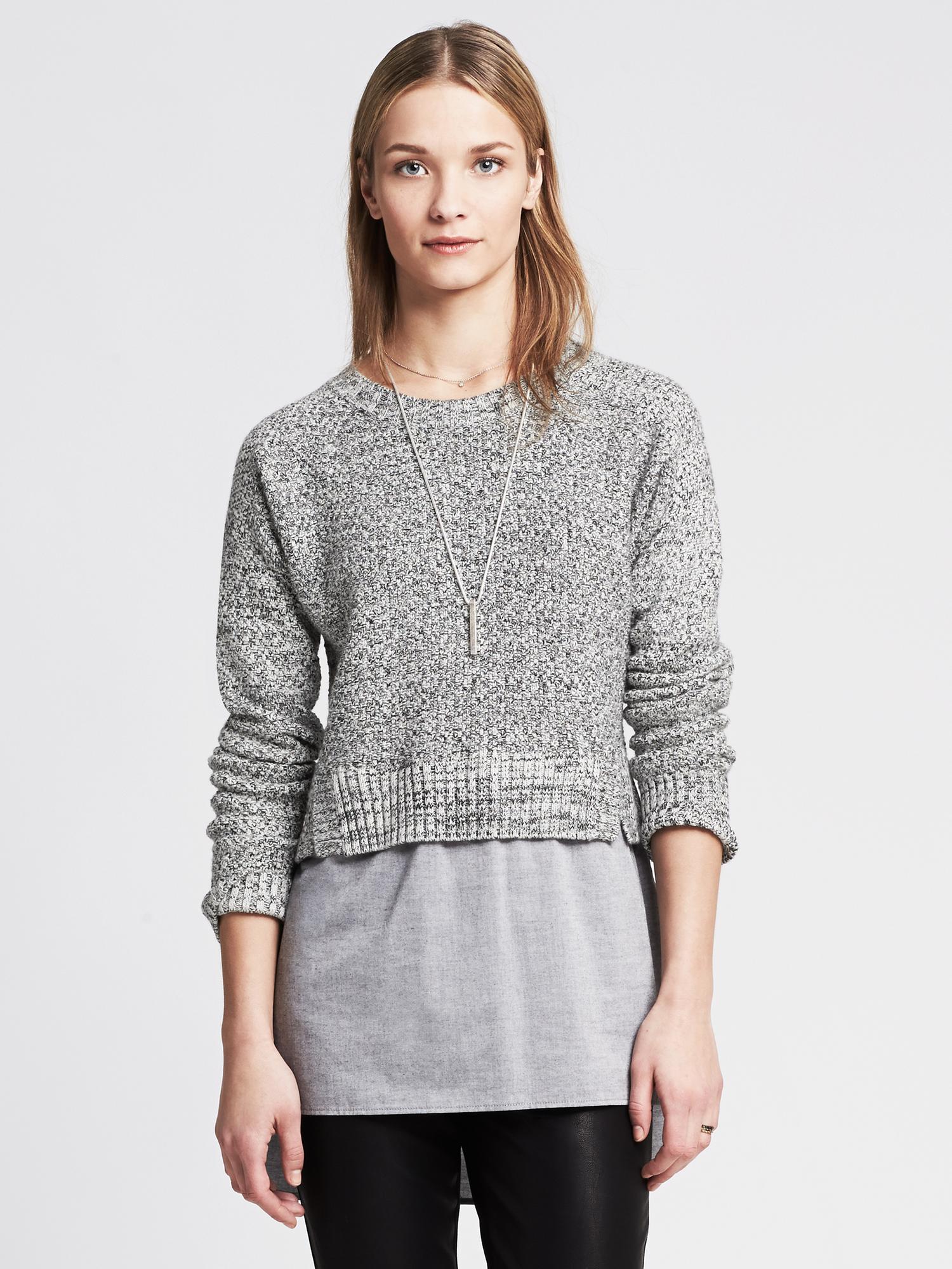 Tweed Layered Pullover