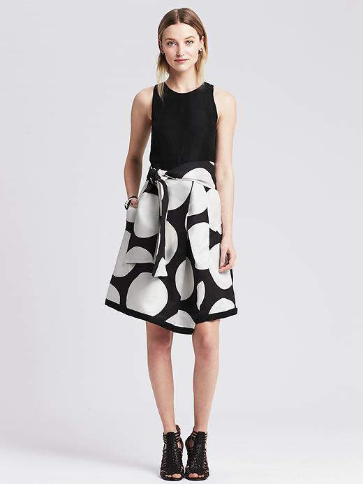 Dot-print Belted Fit-and-flare Dress Dot-print Belted Fit-and-flare Dress
