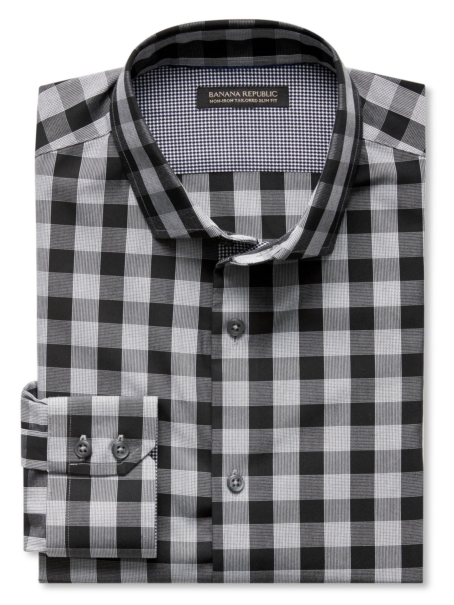 Tailored Slim-Fit Non-Iron Micro-Gingham Shirt
