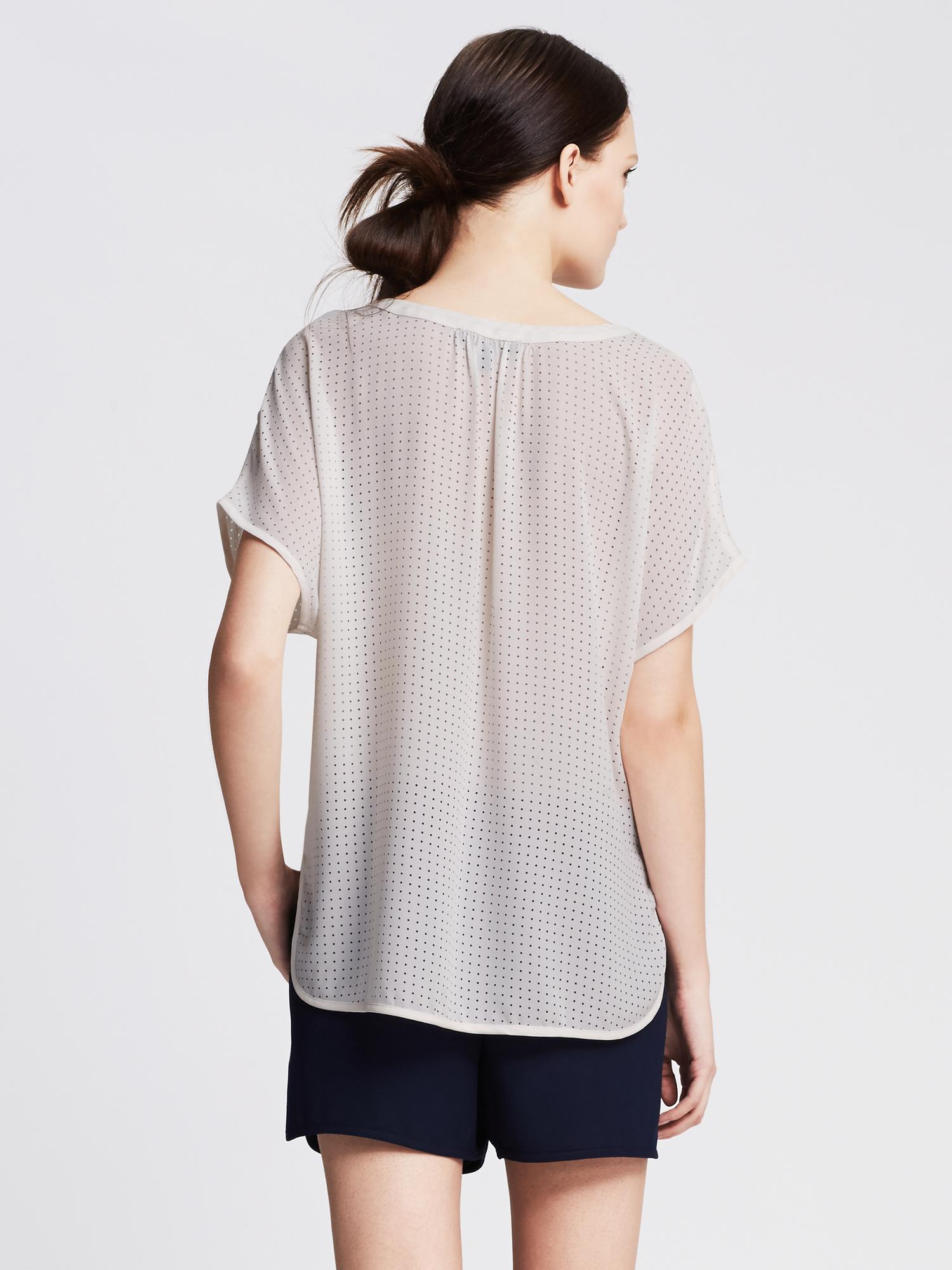Perforated Drapey Popover Blouse