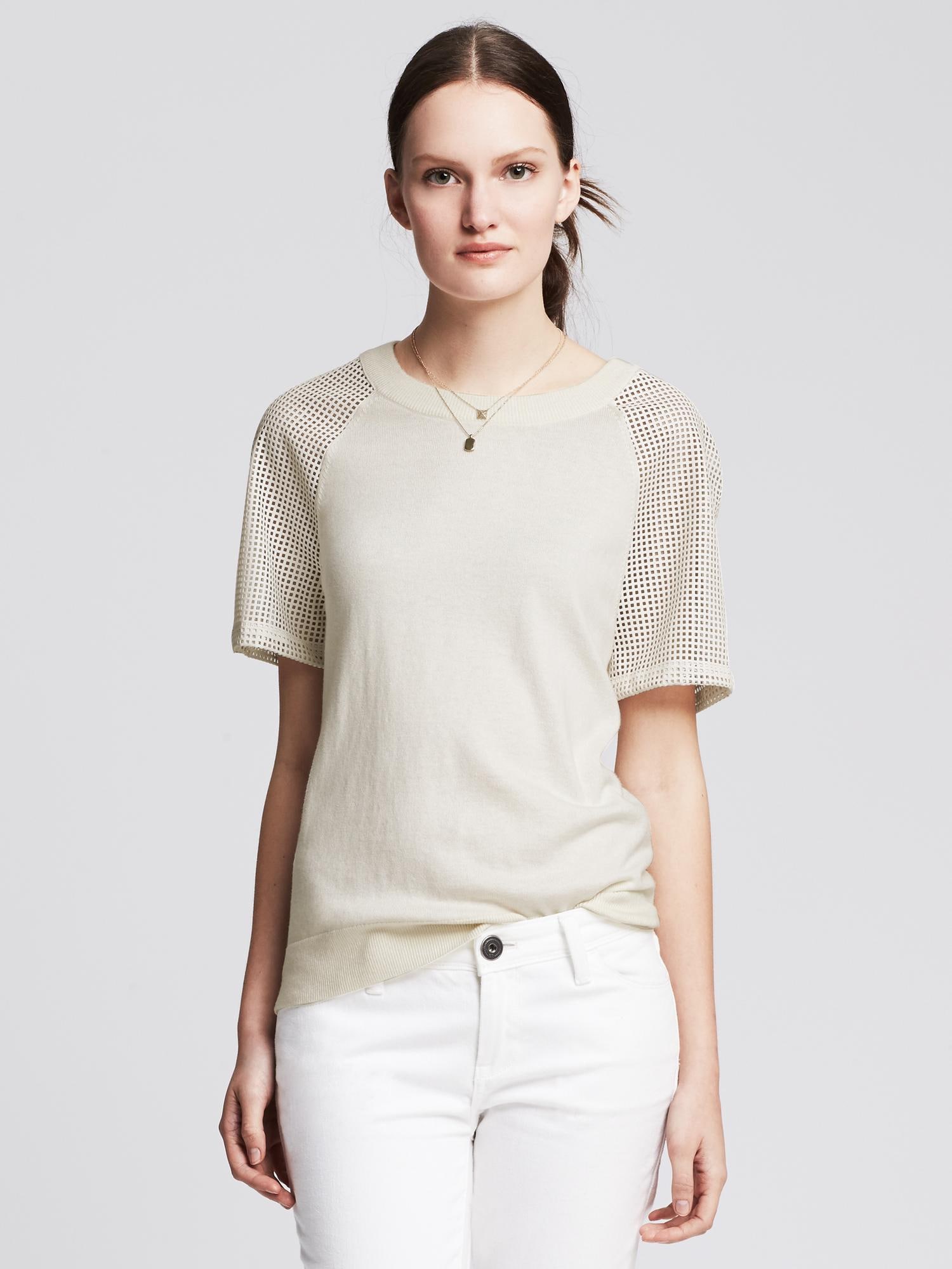 Perforated-Sleeve Pullover