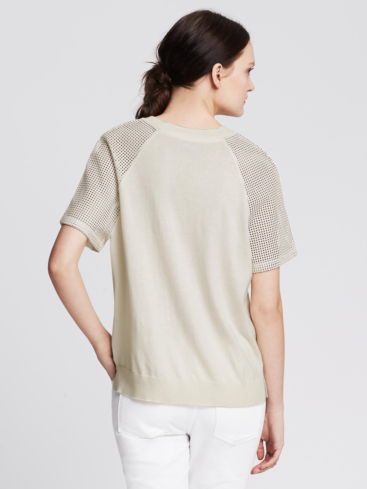 Perforated-Sleeve Pullover