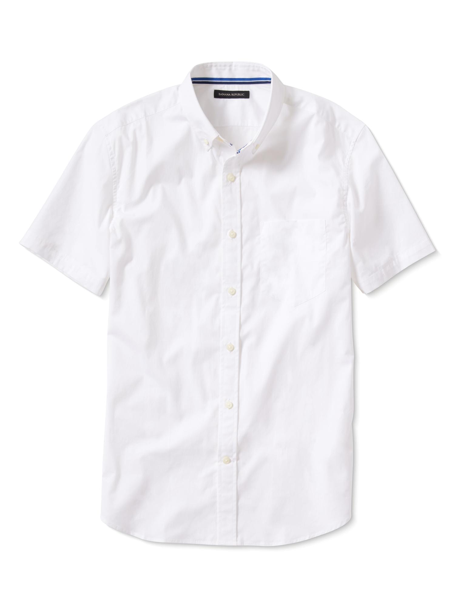 Slim-Fit White Short-Sleeve Shirt