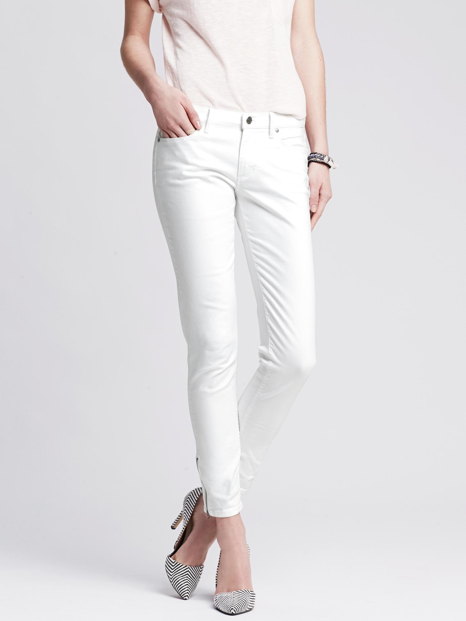 White Skinny Ankle Zip Jean