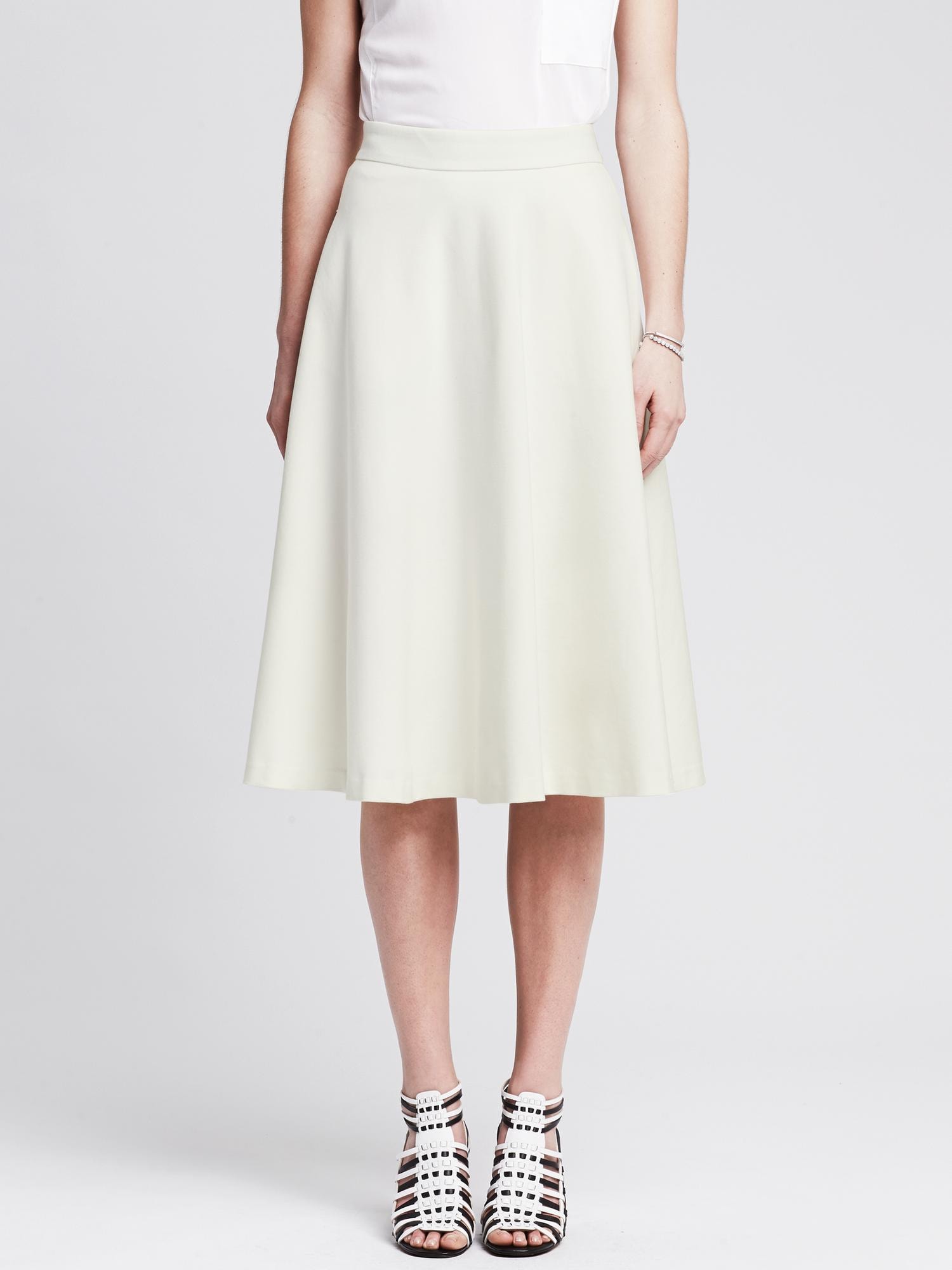 Ivory Ponte Midi Skirt