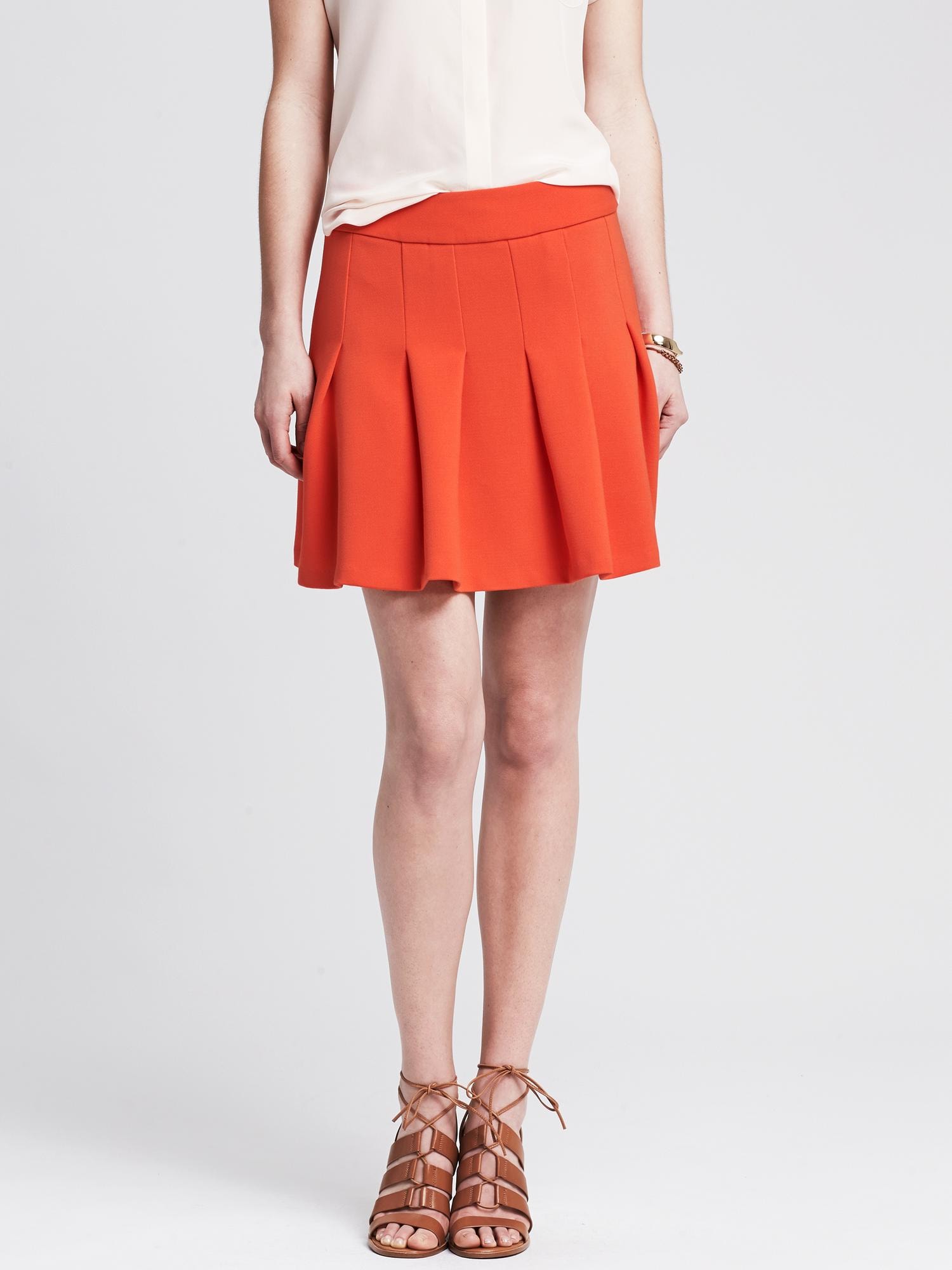 Coral Fit-and-Flare Skirt