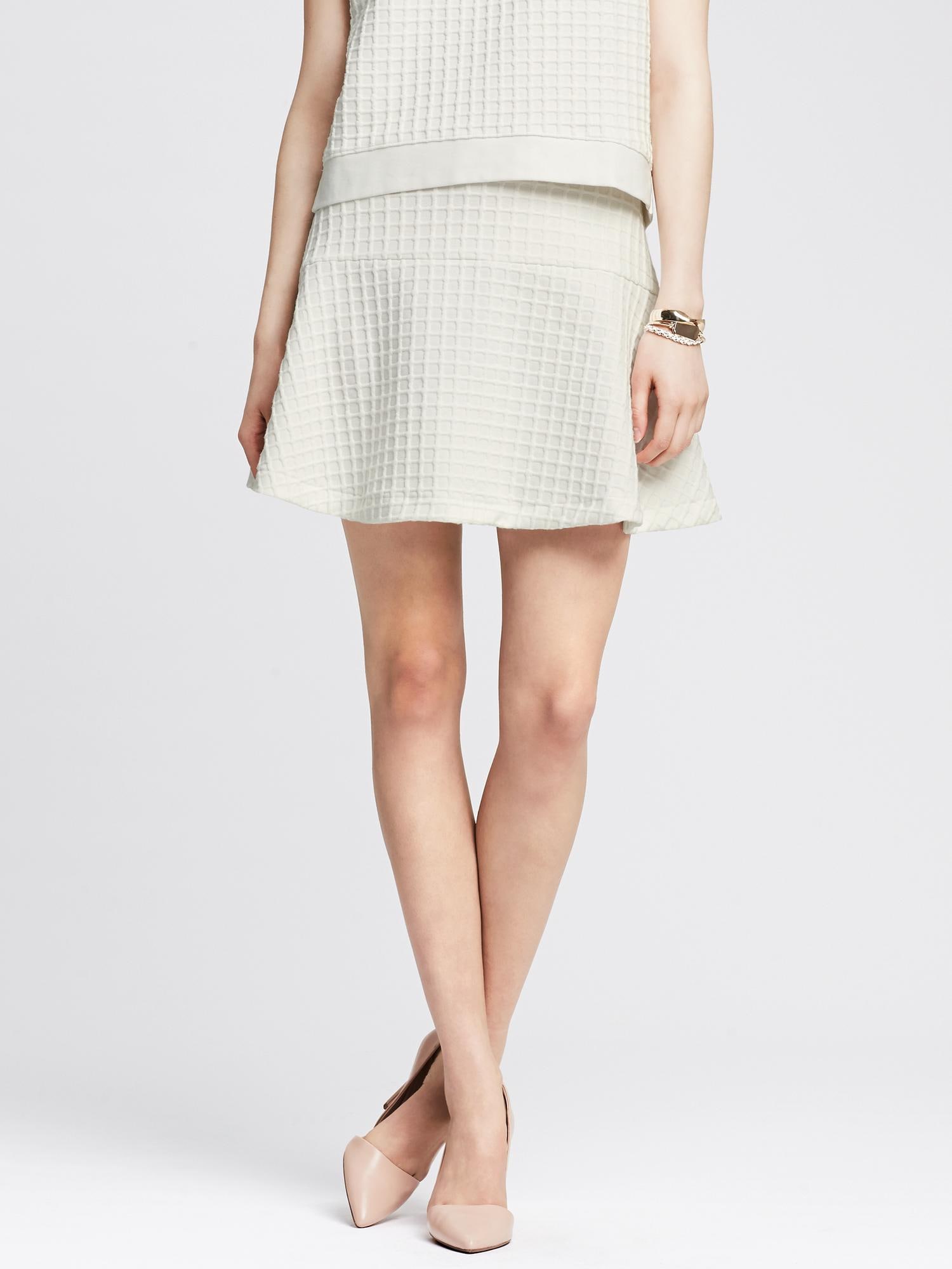 Waffle-Knit Fit-And-Flare Skirt