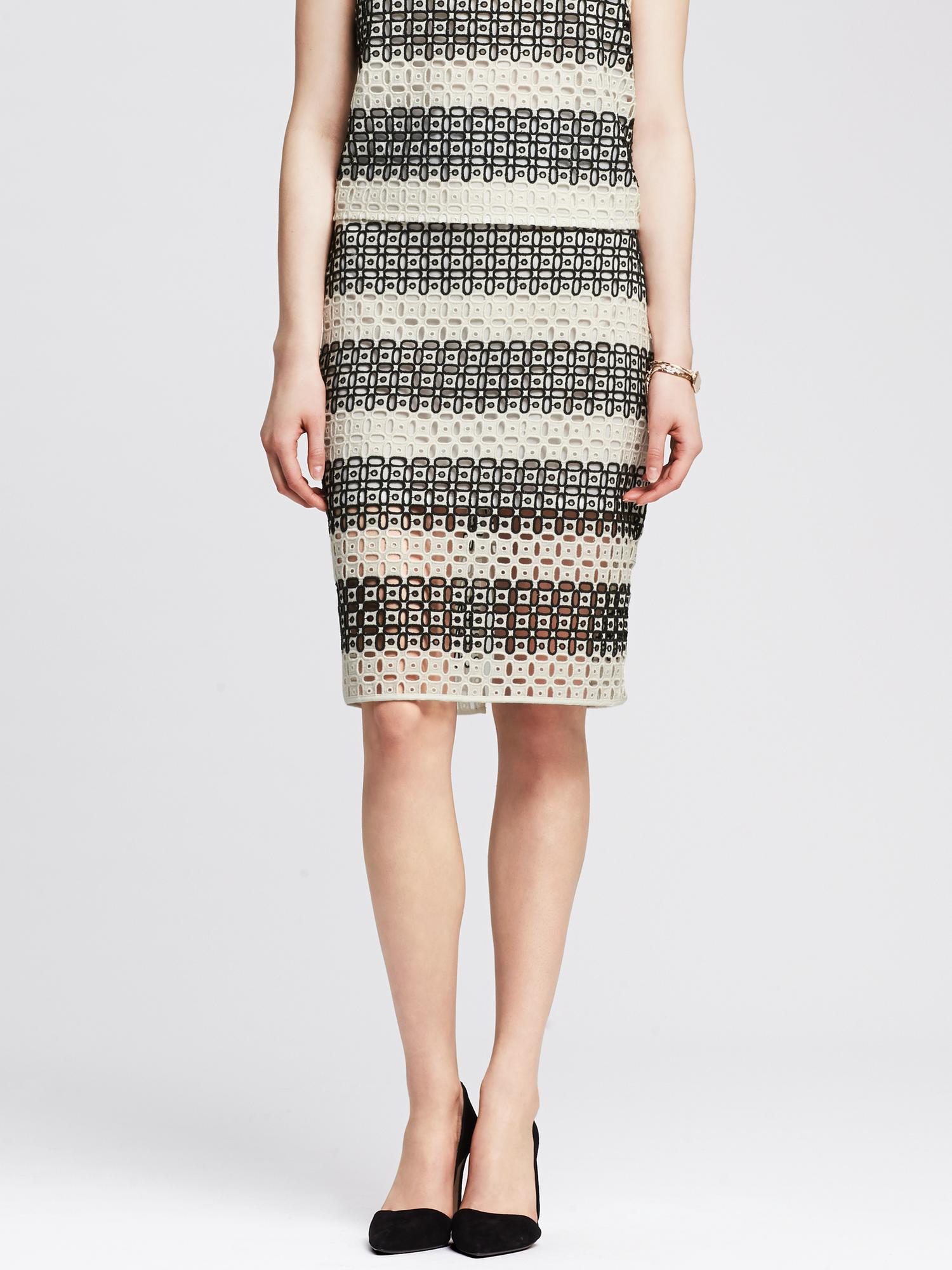 Rugby Stripe Lace Pencil Skirt