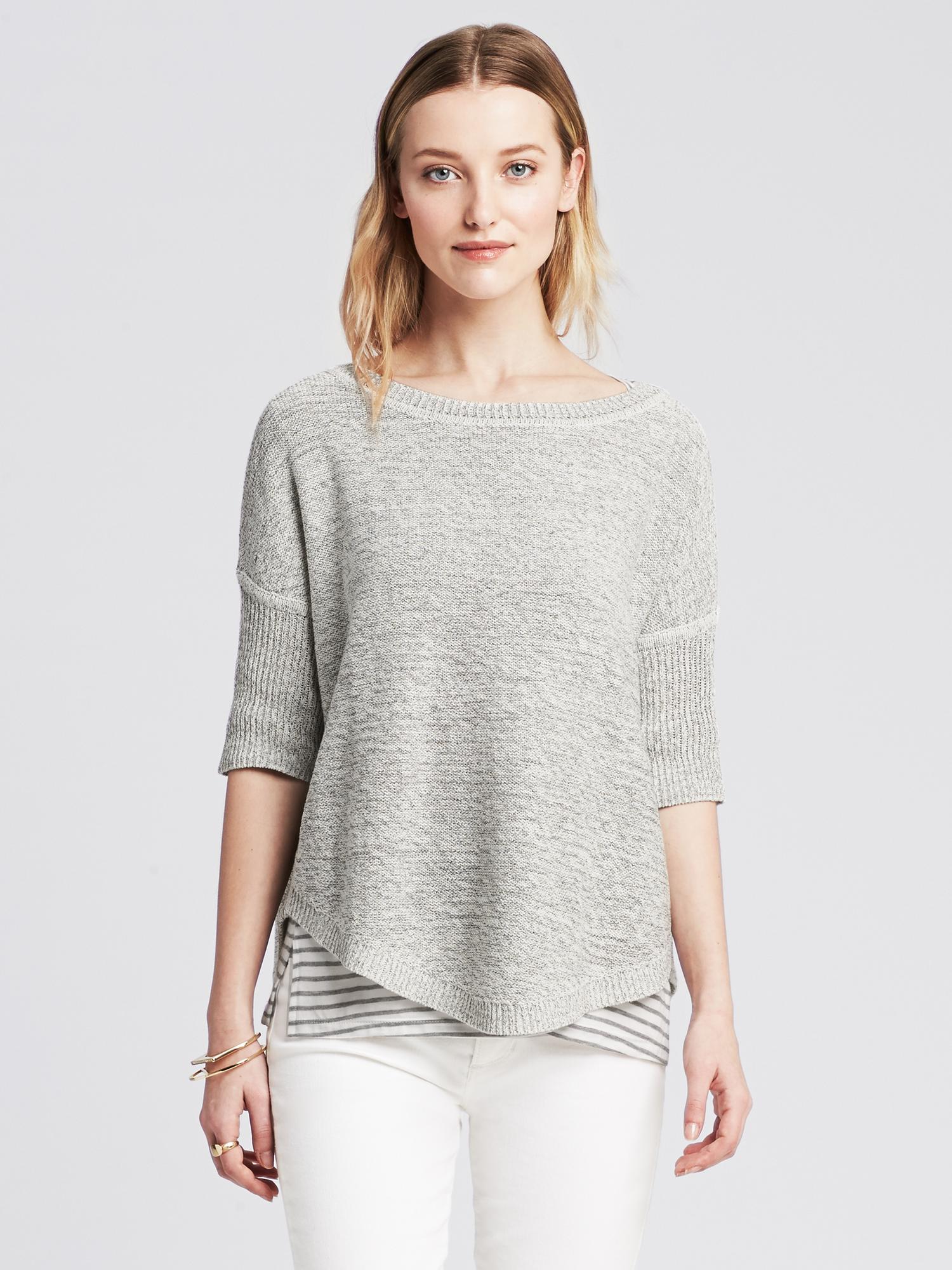 Marled Double-Shirttail Pullover