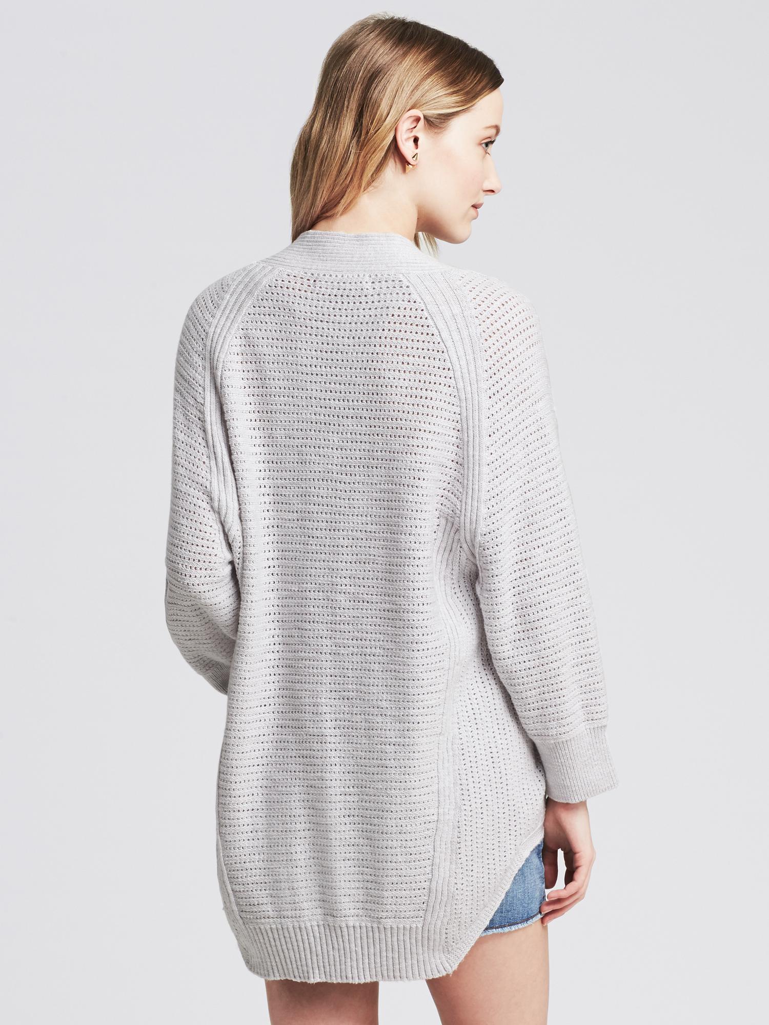 Textured High/Low Open Cardigan