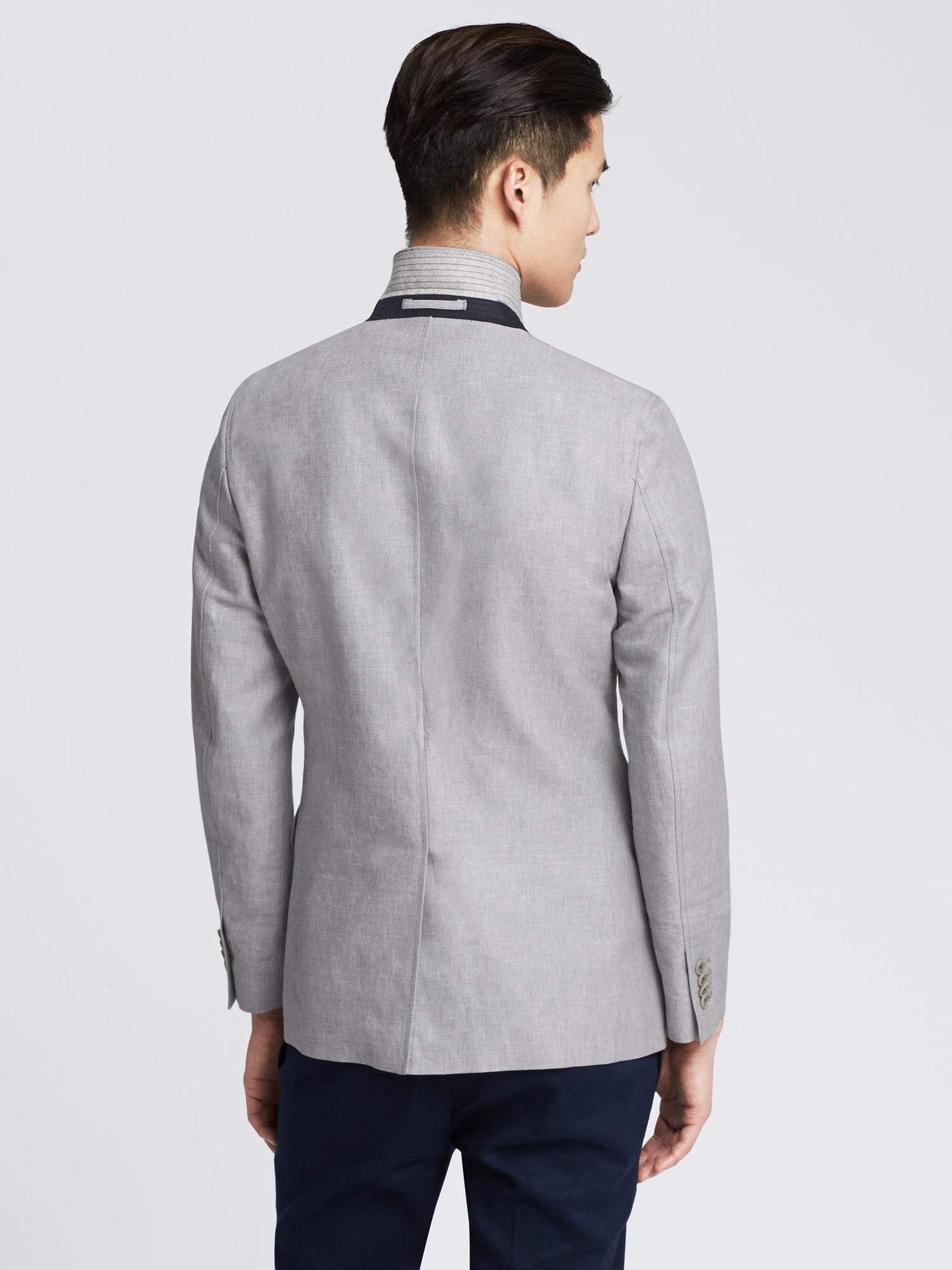Tailored Gray Linen Cotton Blazer