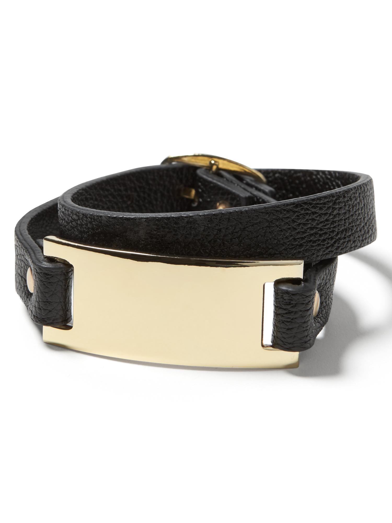 Faux-Leather Plated Wrap Bracelet