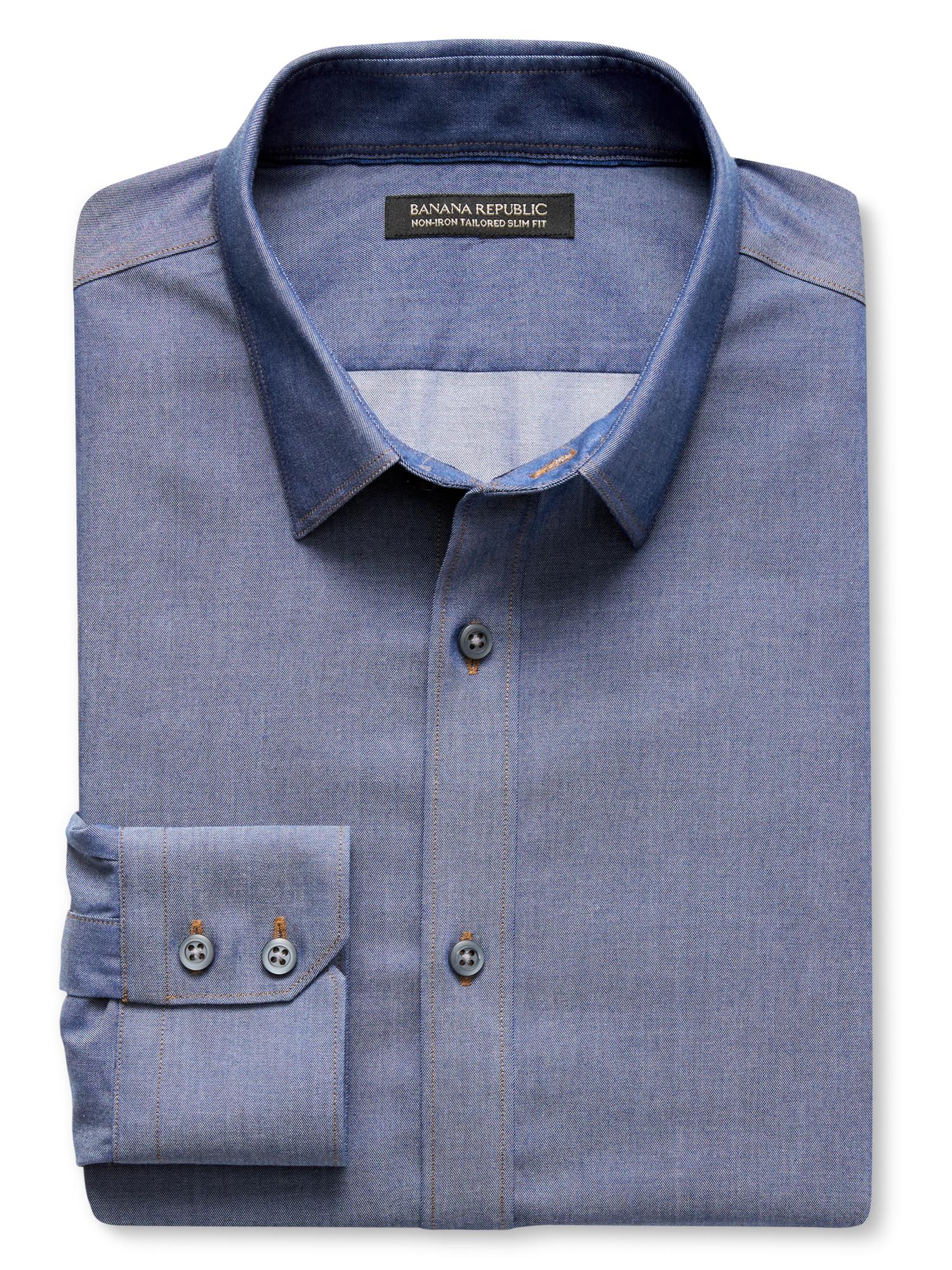 Tailored Slim-Fit Non-Iron Chambray Shirt