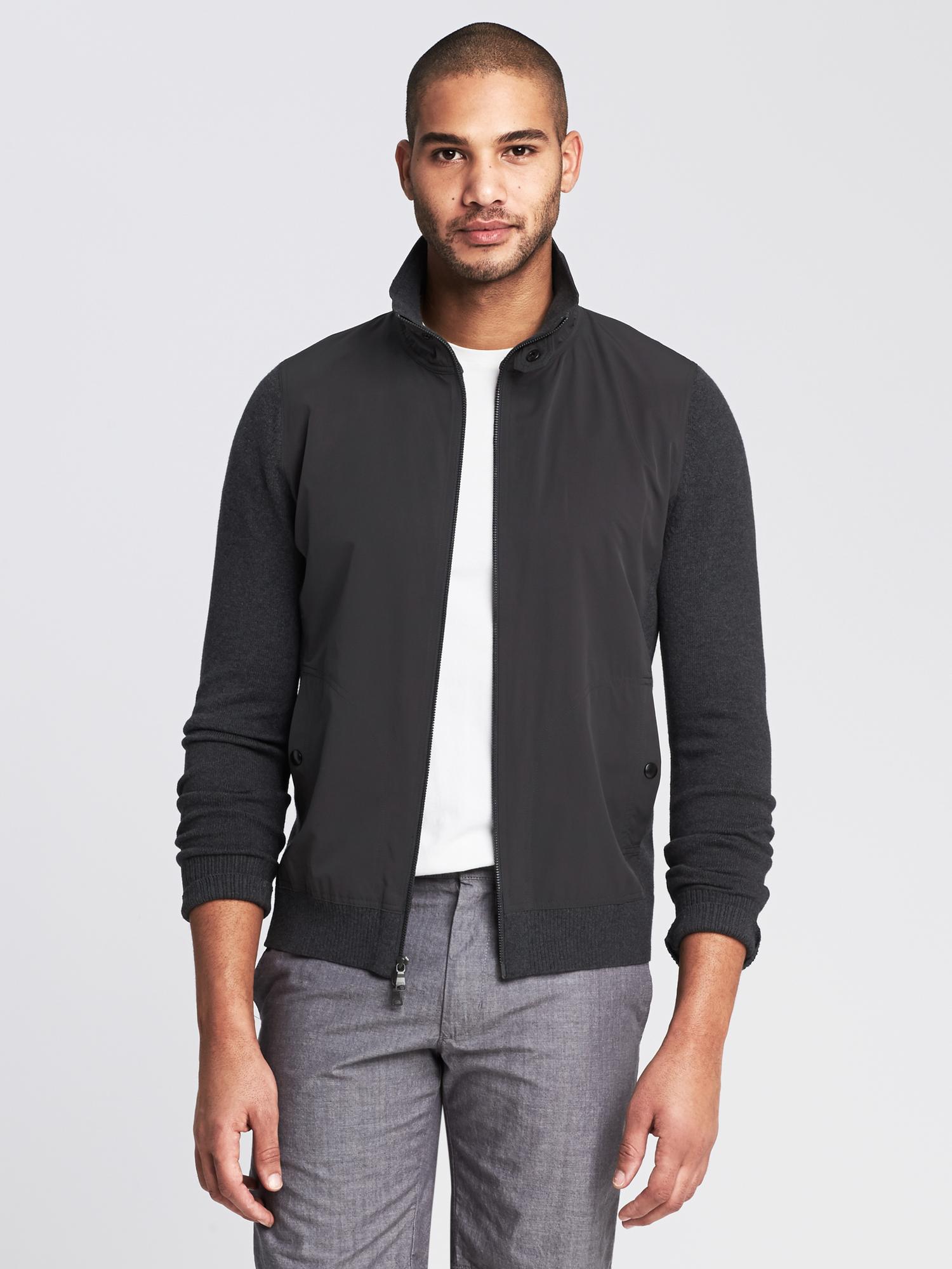 Woven-Front Bomber Jacket