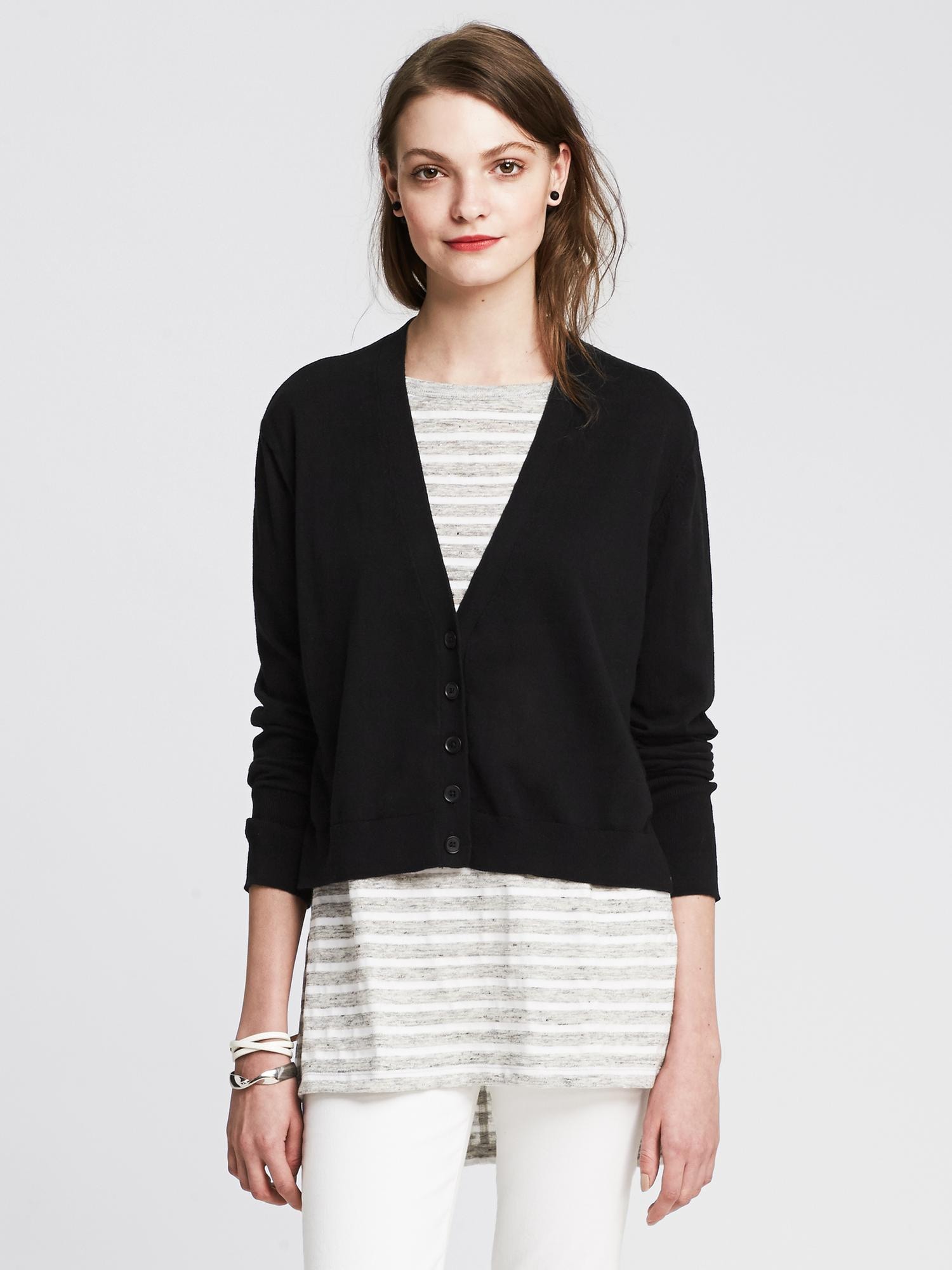 Cotton/Cashmere Cropped Cardigan