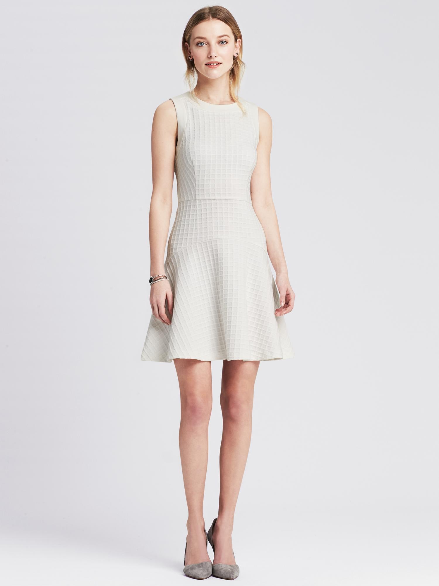 Square Jacquard Fit-and-Flare Dress