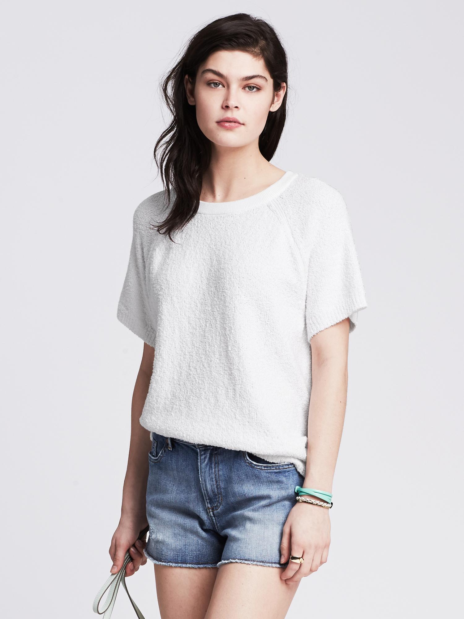 Boucle Short-Sleeve Pullover