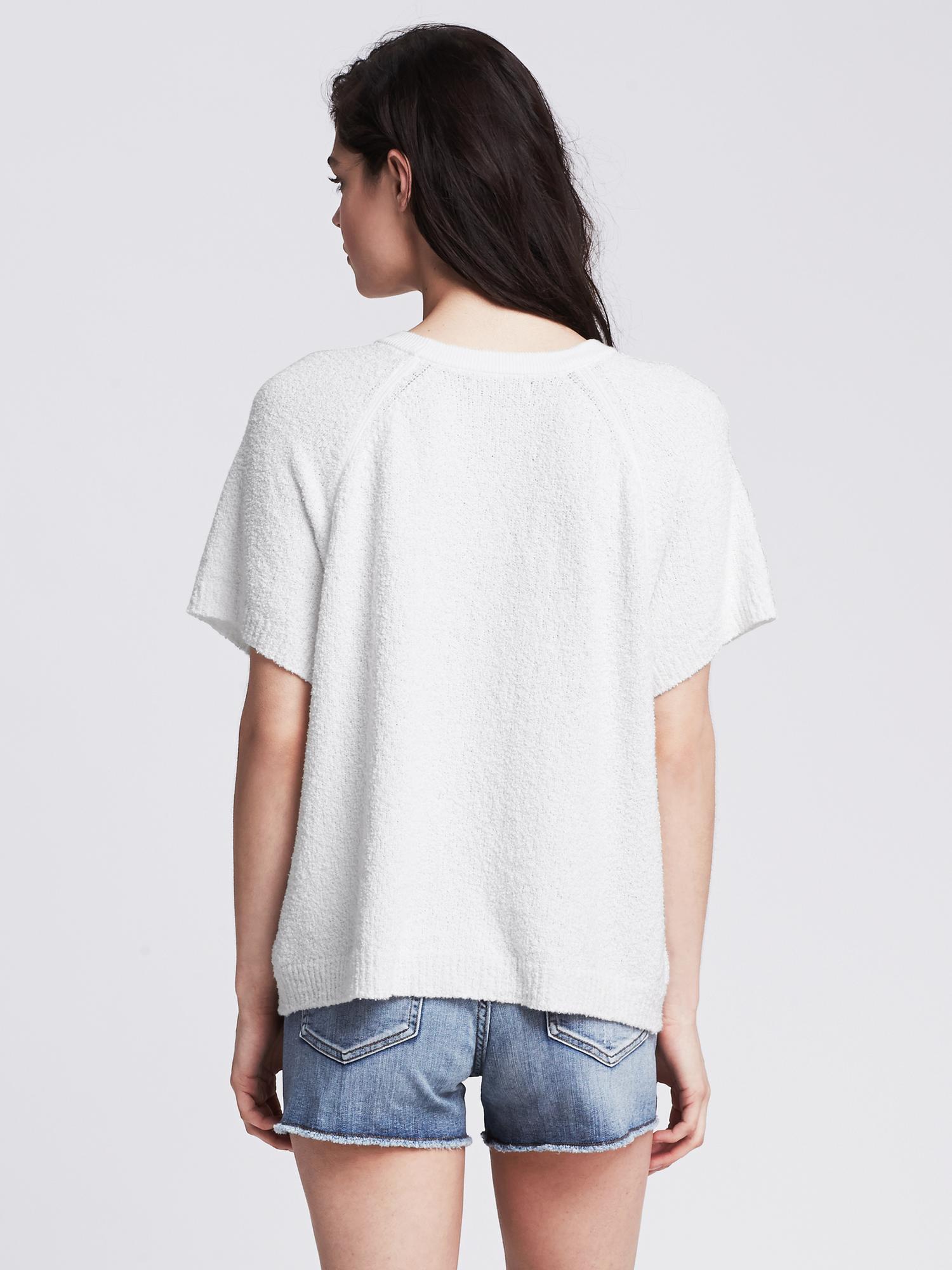 Boucle Short-Sleeve Pullover