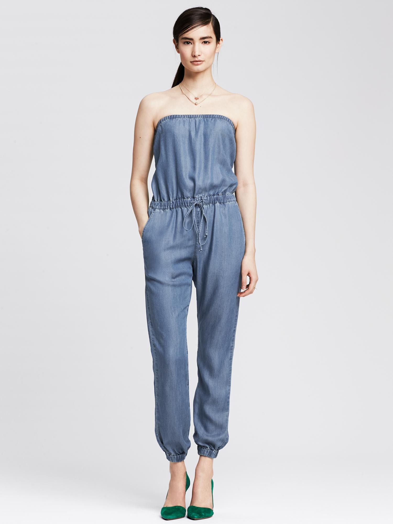 Strapless Chambray Jumpsuit