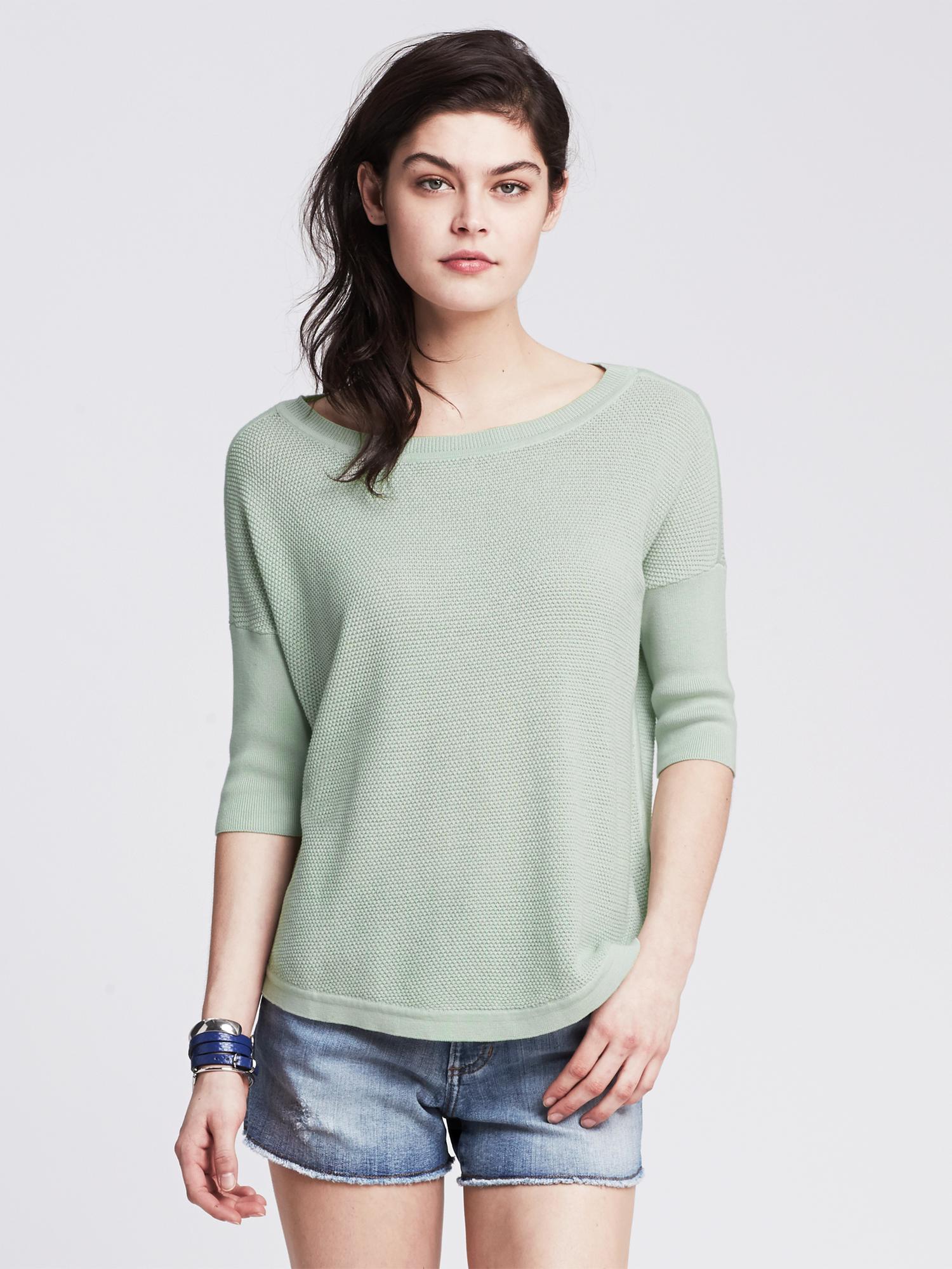 Draped Elbow-Sleeve Pullover