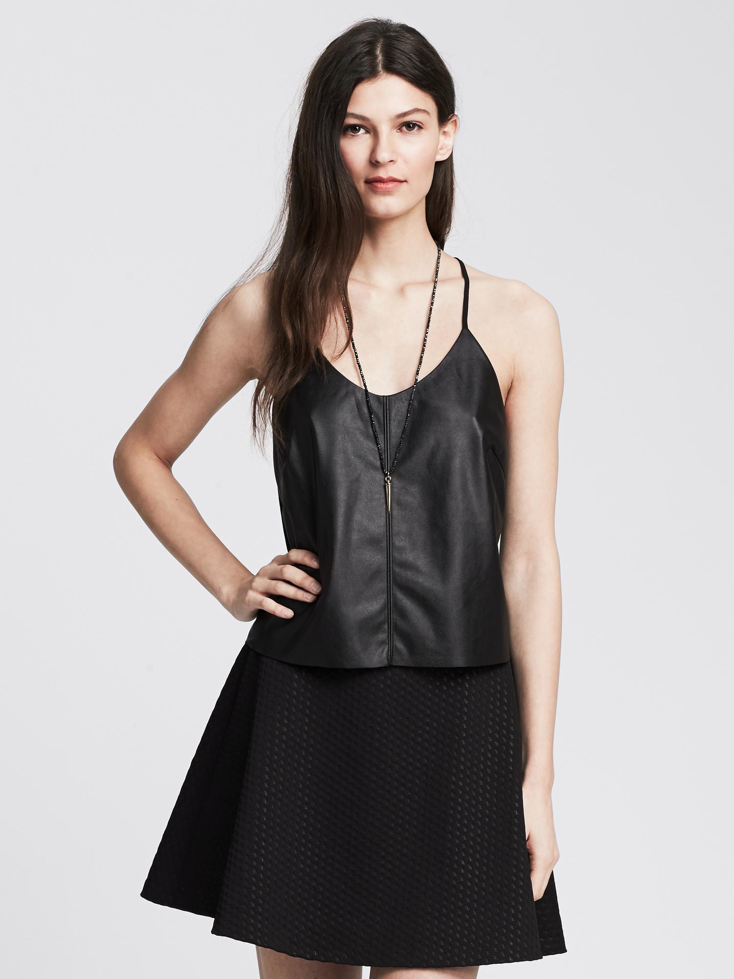 Faux-Leather Front Cami