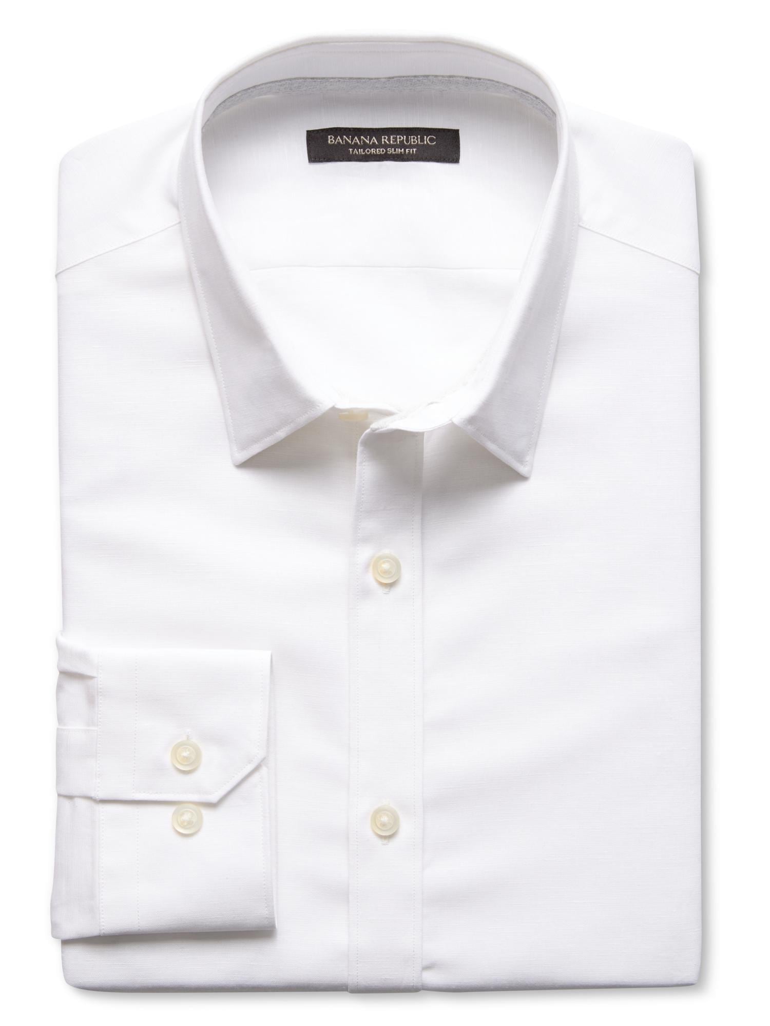Tailored Slim-Fit White Linen Cotton Shirt