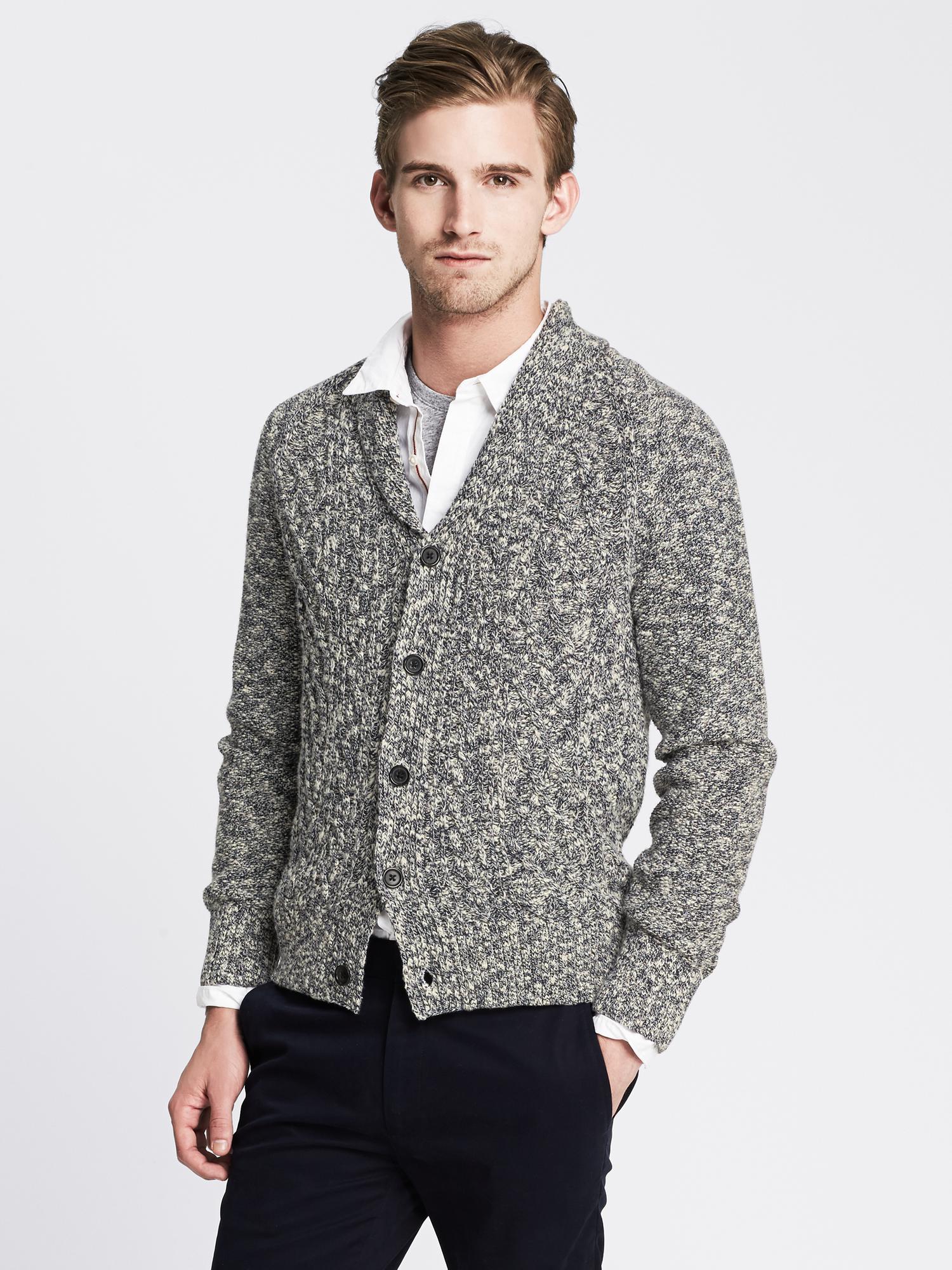Marled Cable-Knit Cardigan