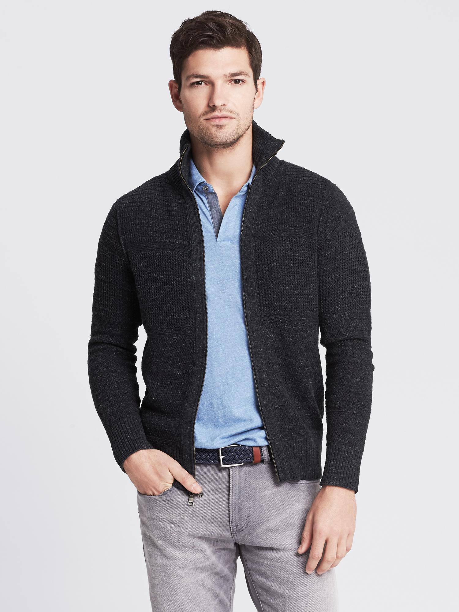 Heritage Textured Zip Sweater Jacket