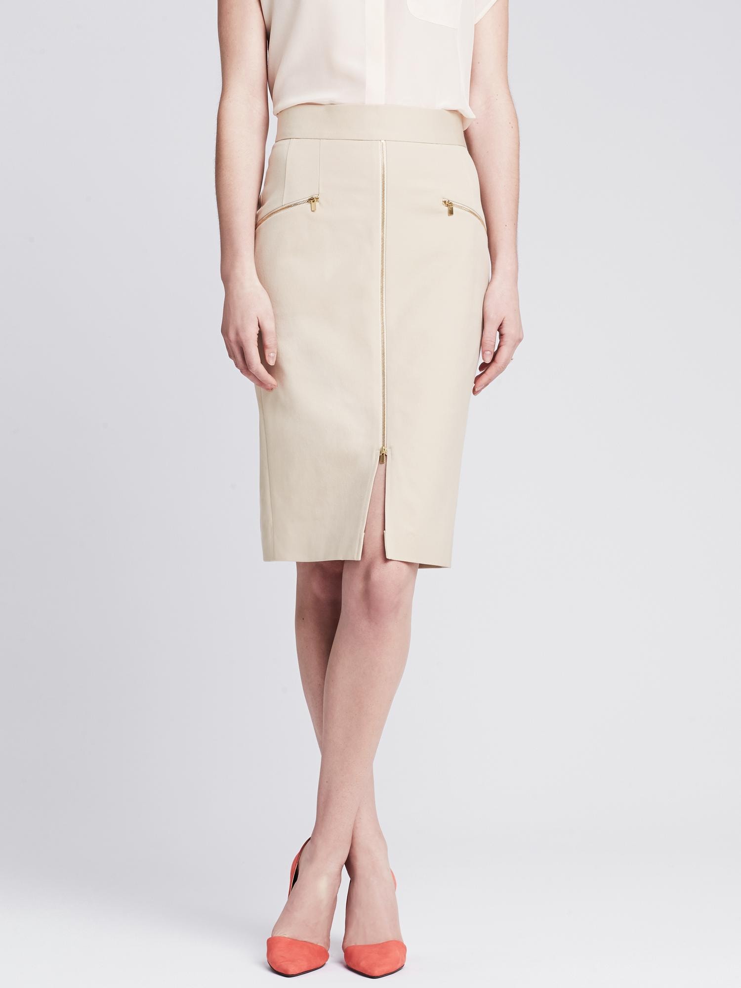 Sloan-Fit Zip-Front Skirt