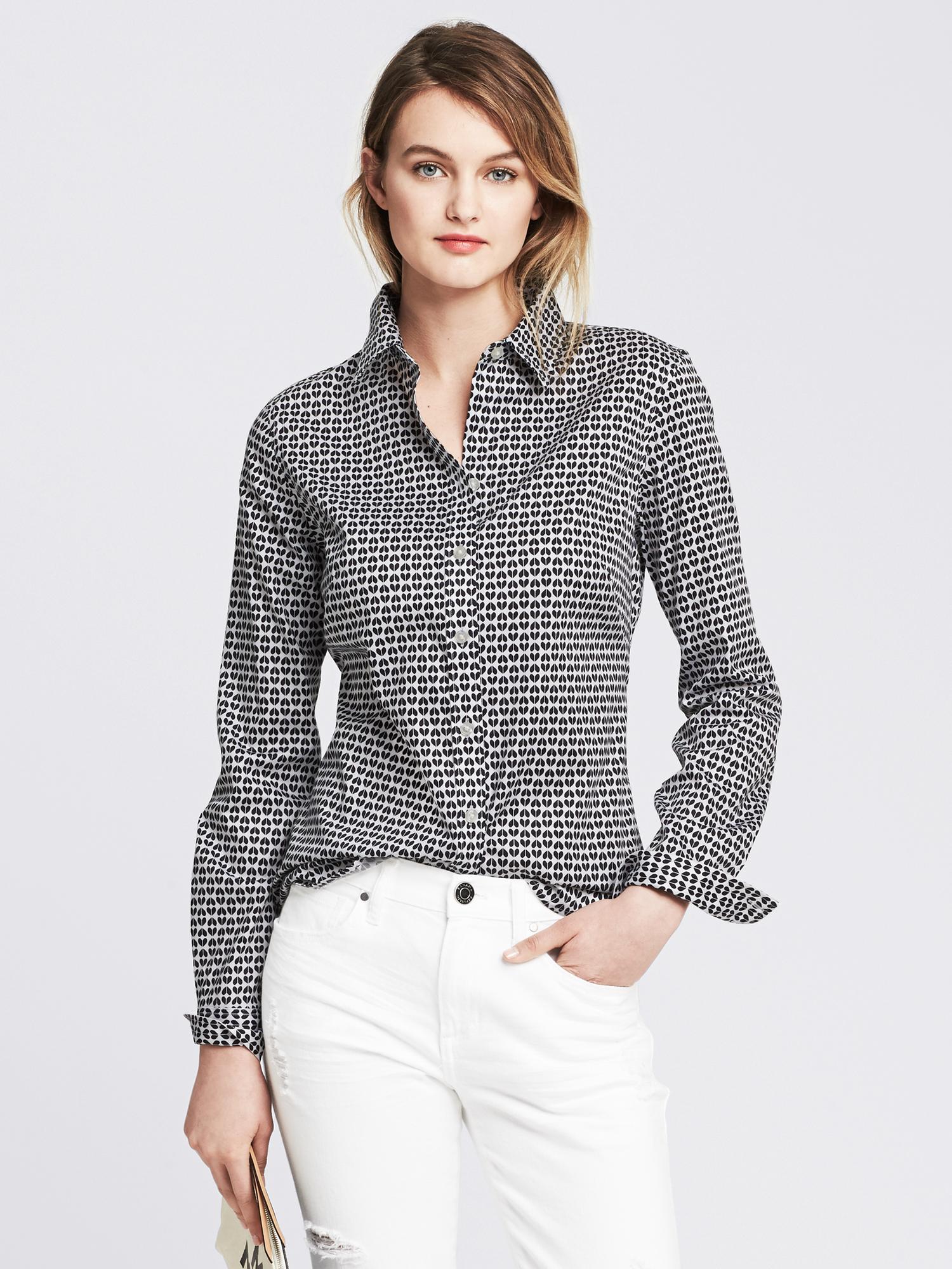 Fitted Non-Iron Heart Print Shirt