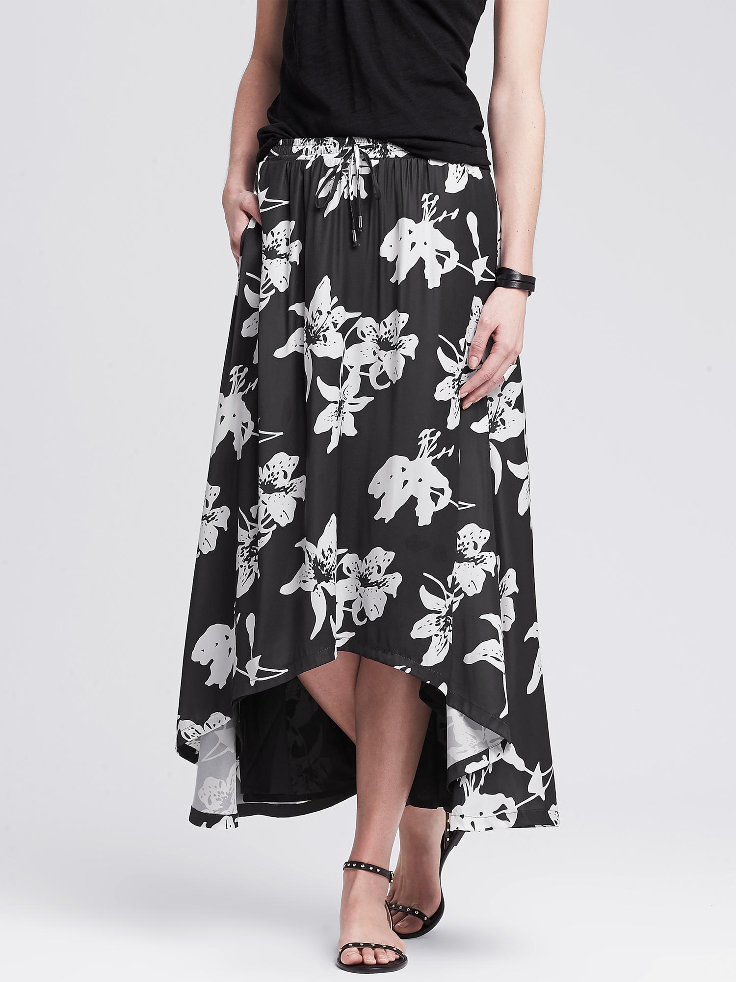 Floral High/Low Skirt