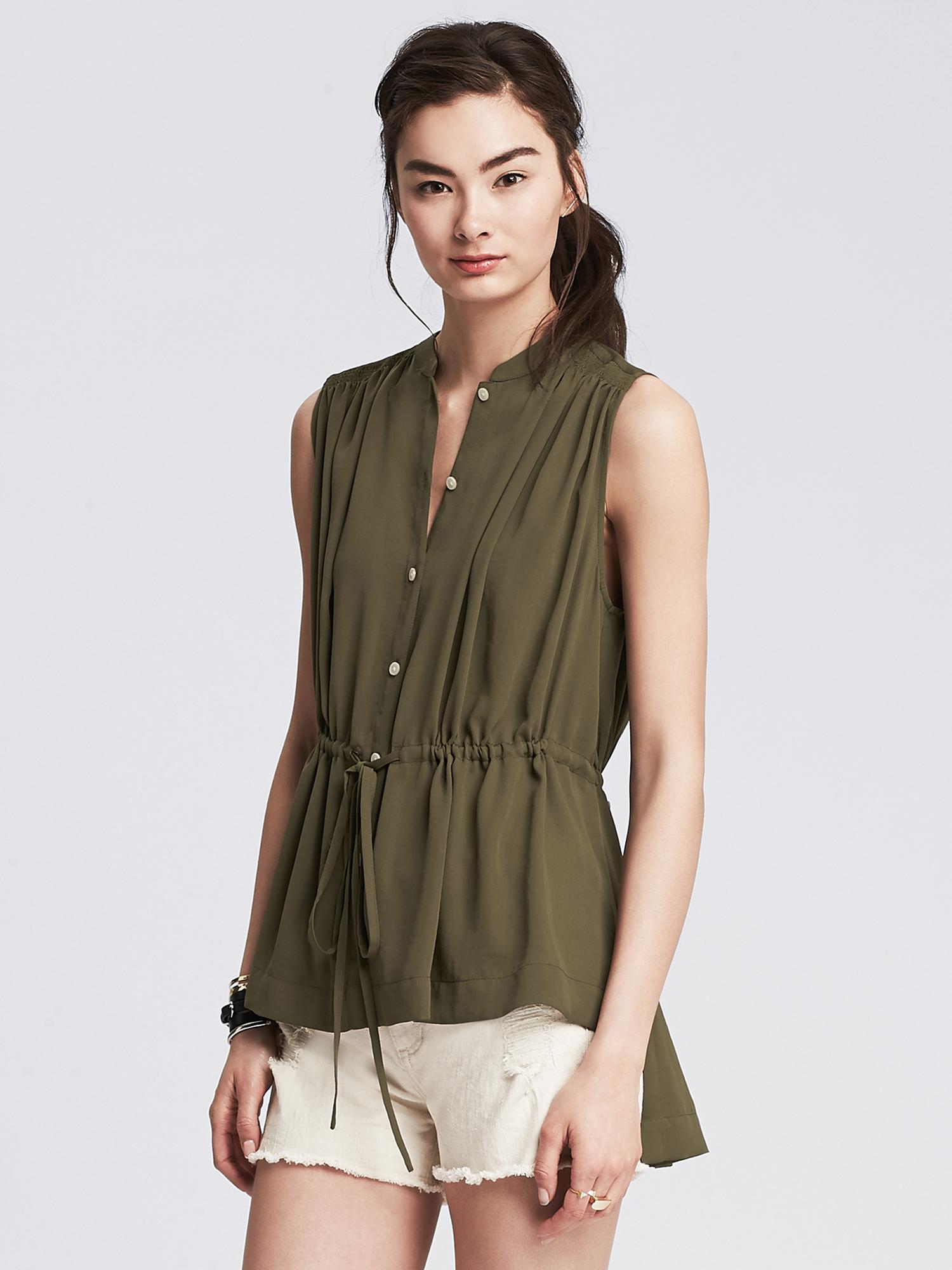 Drawstring Sleeveless Top Banana Republic