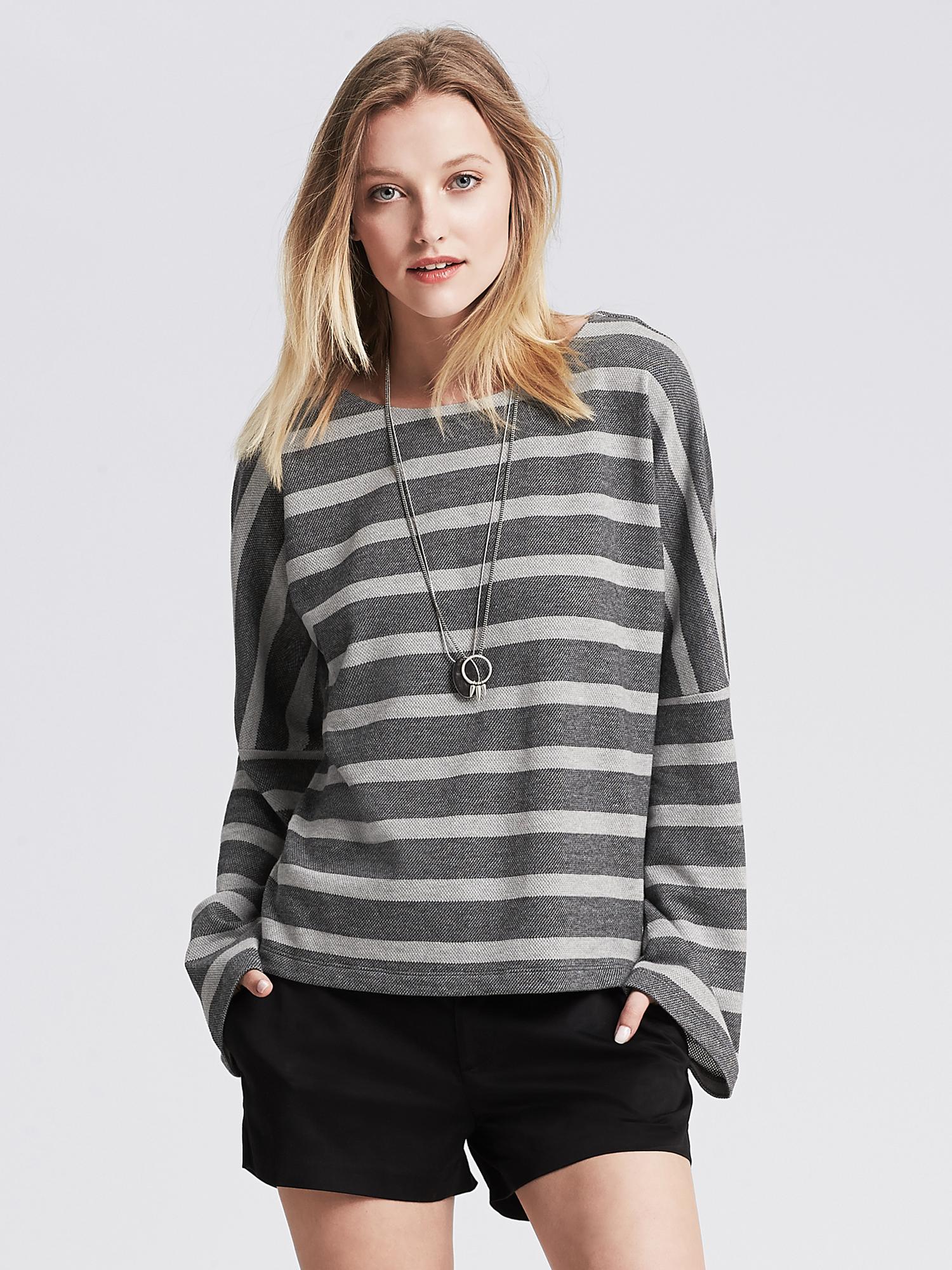 Striped Pique Sweatshirt