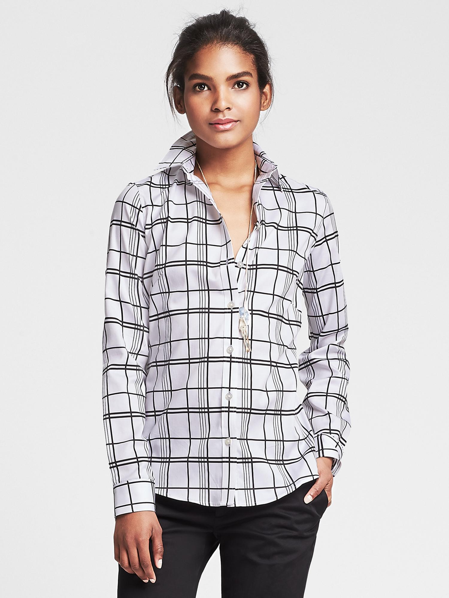 Fitted Non-Iron Open Plaid Shirt