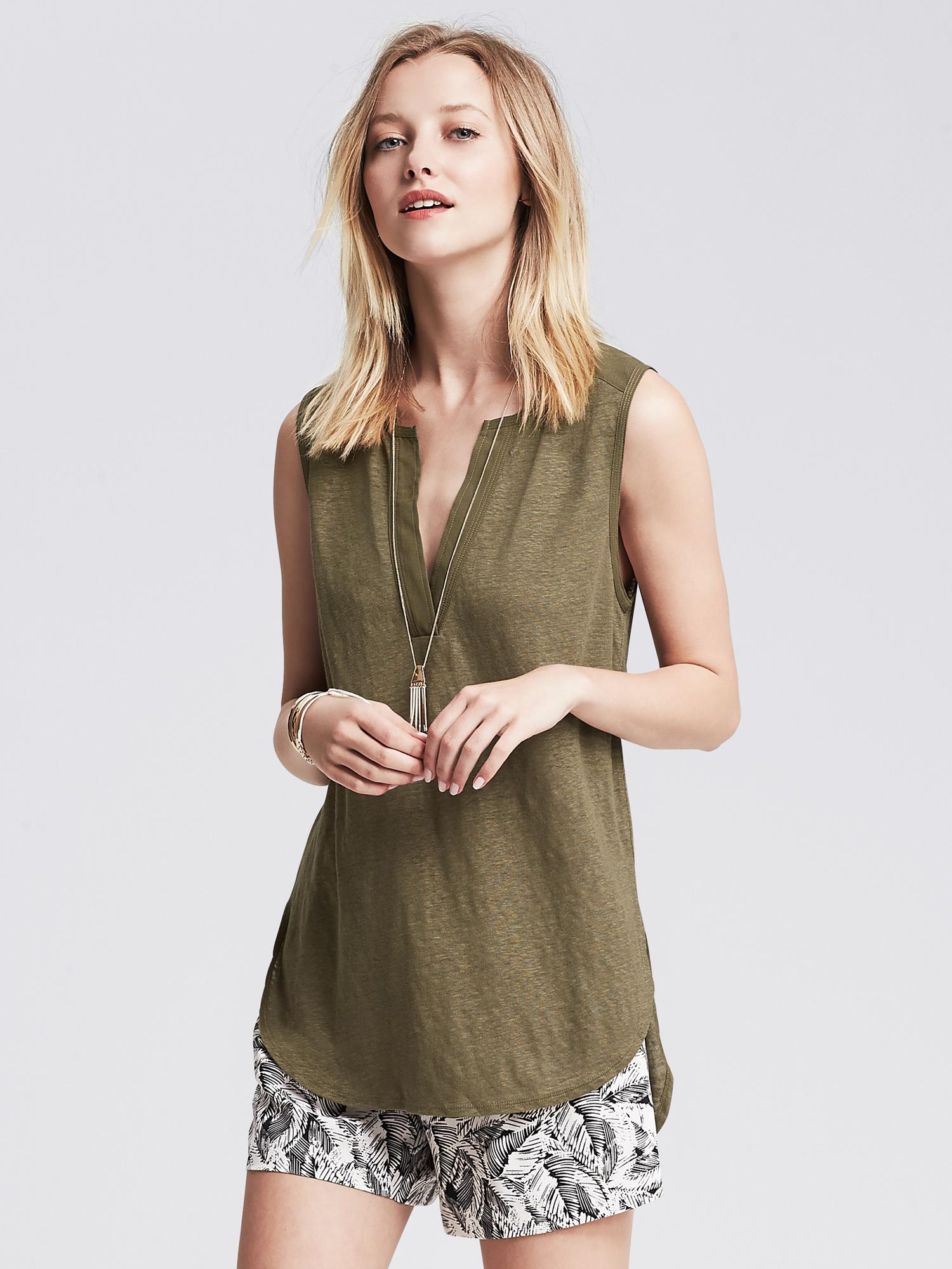 Piped Linen Tank