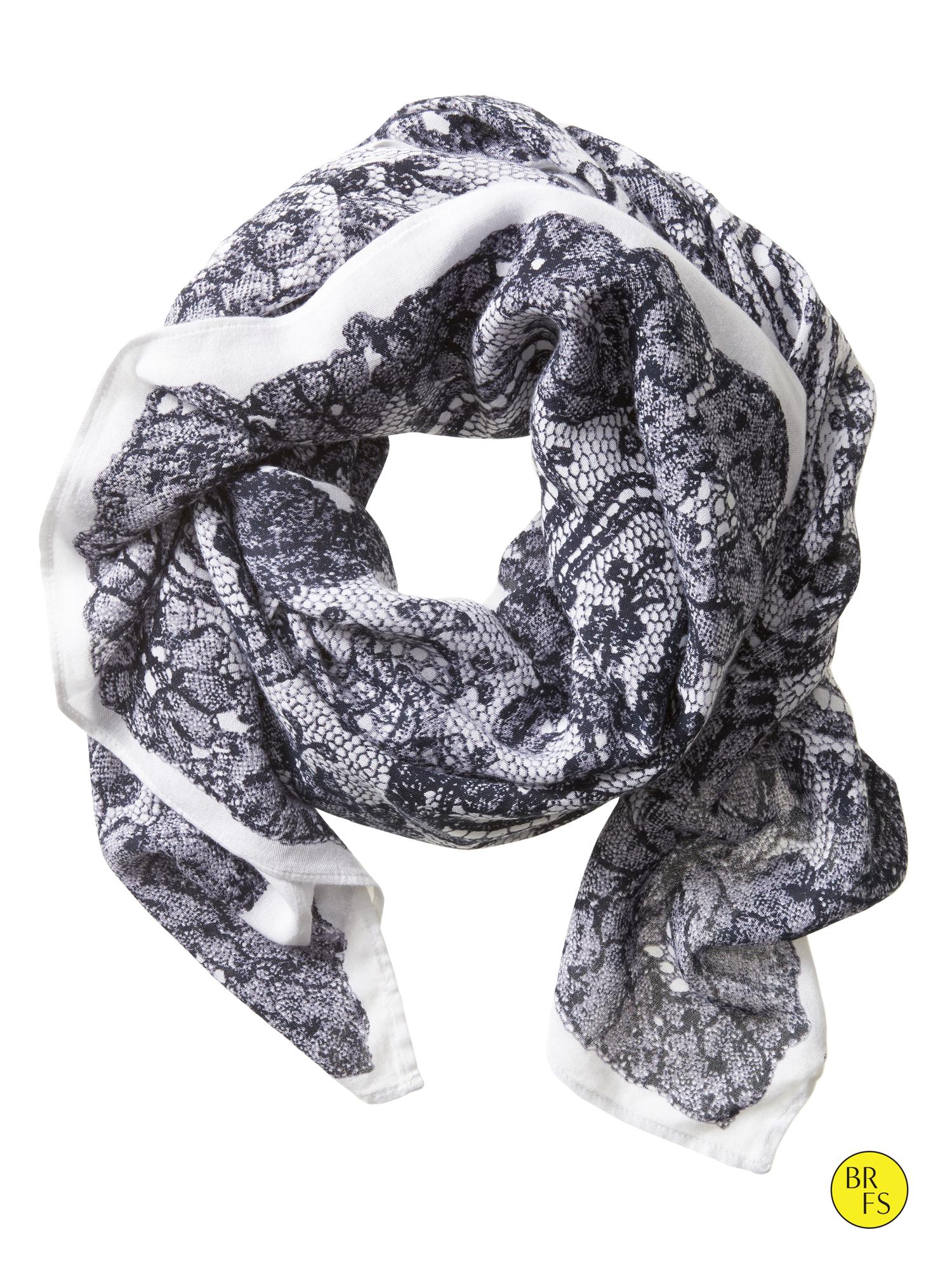 Factory Lace-Print Square Scarf