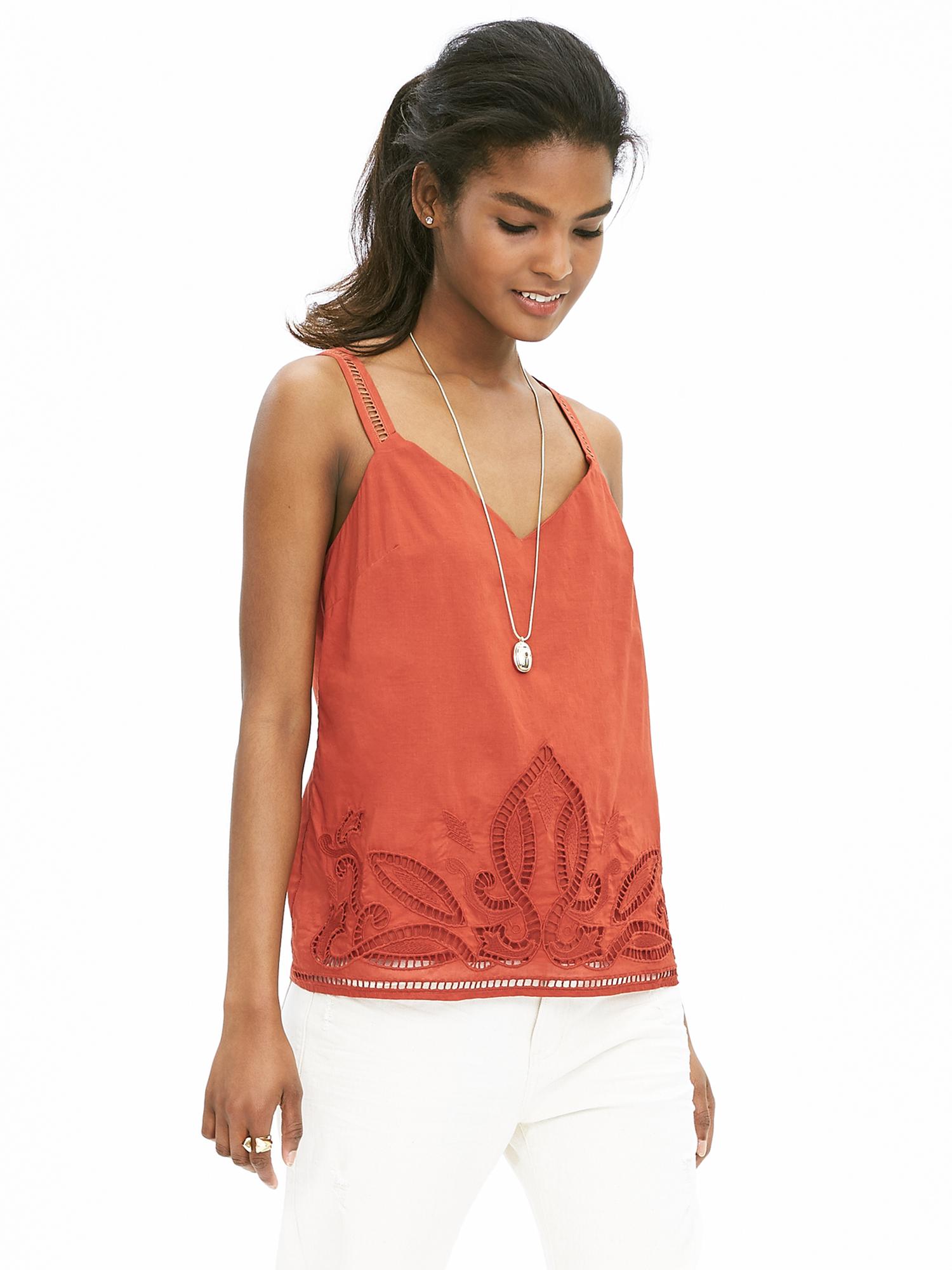 Cutout Embroidered Cami