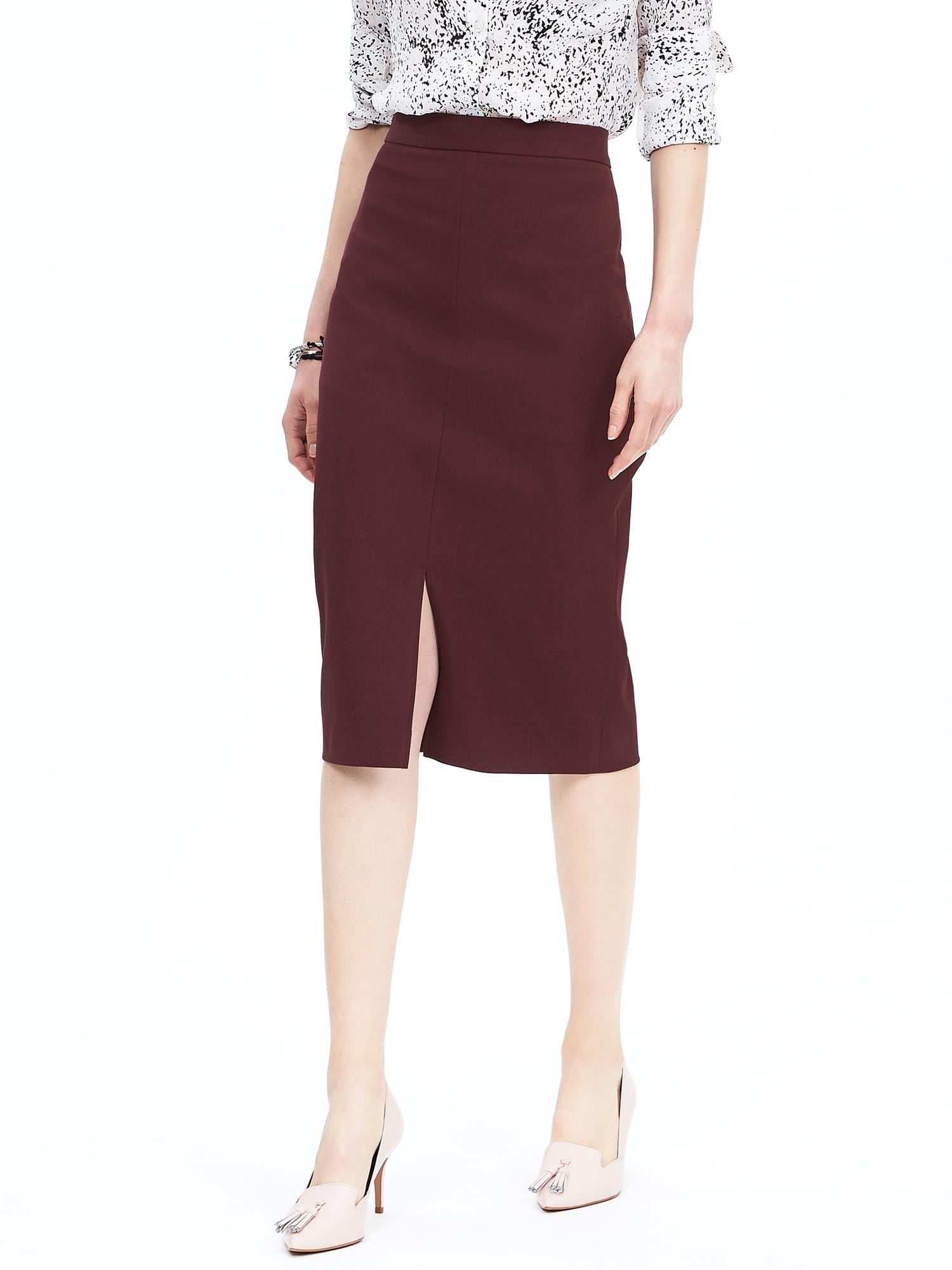 Sloan-Fit Burgundy Pencil Skirt