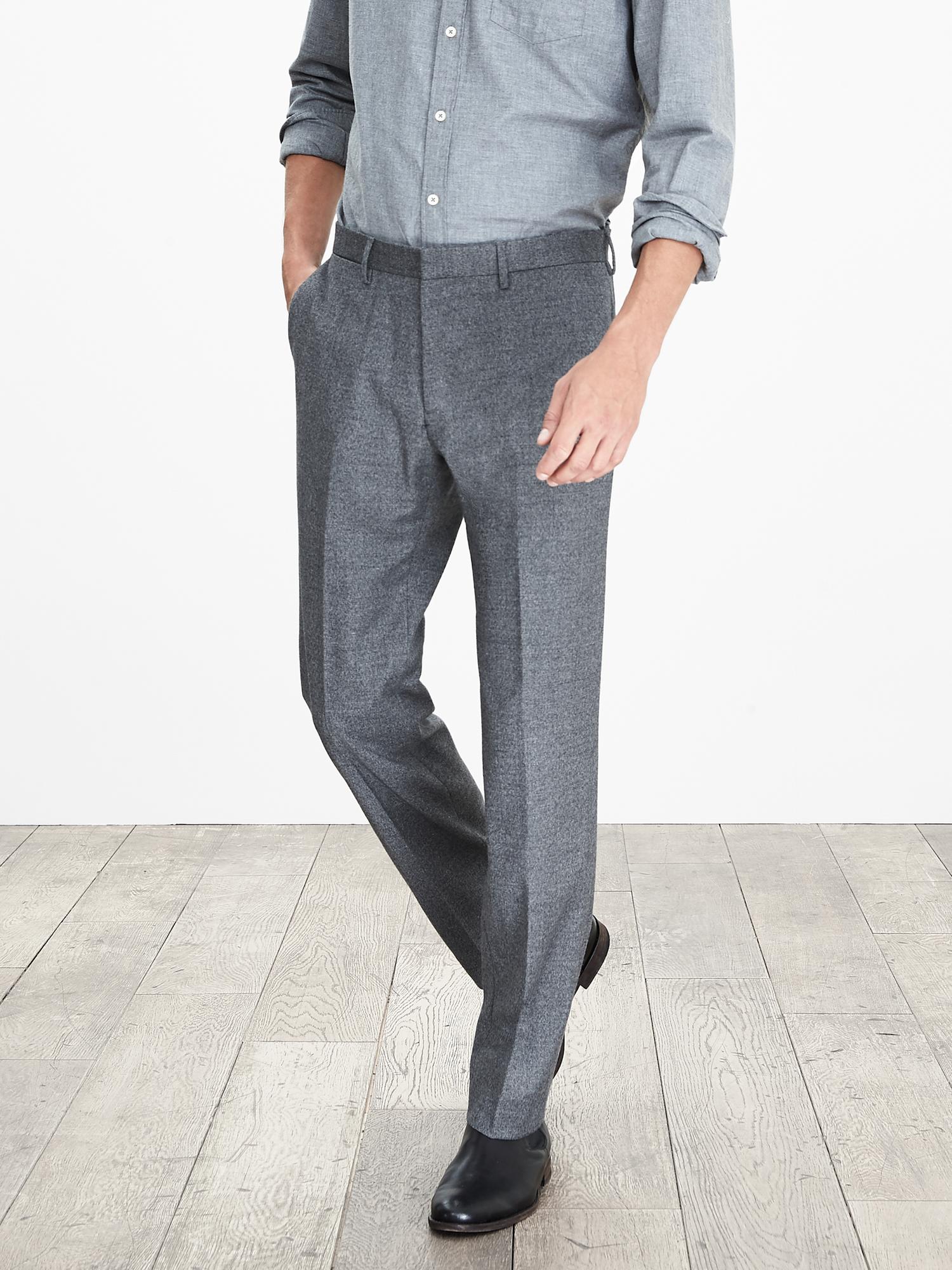 Modern Slim Gray Flannel Dress Pant