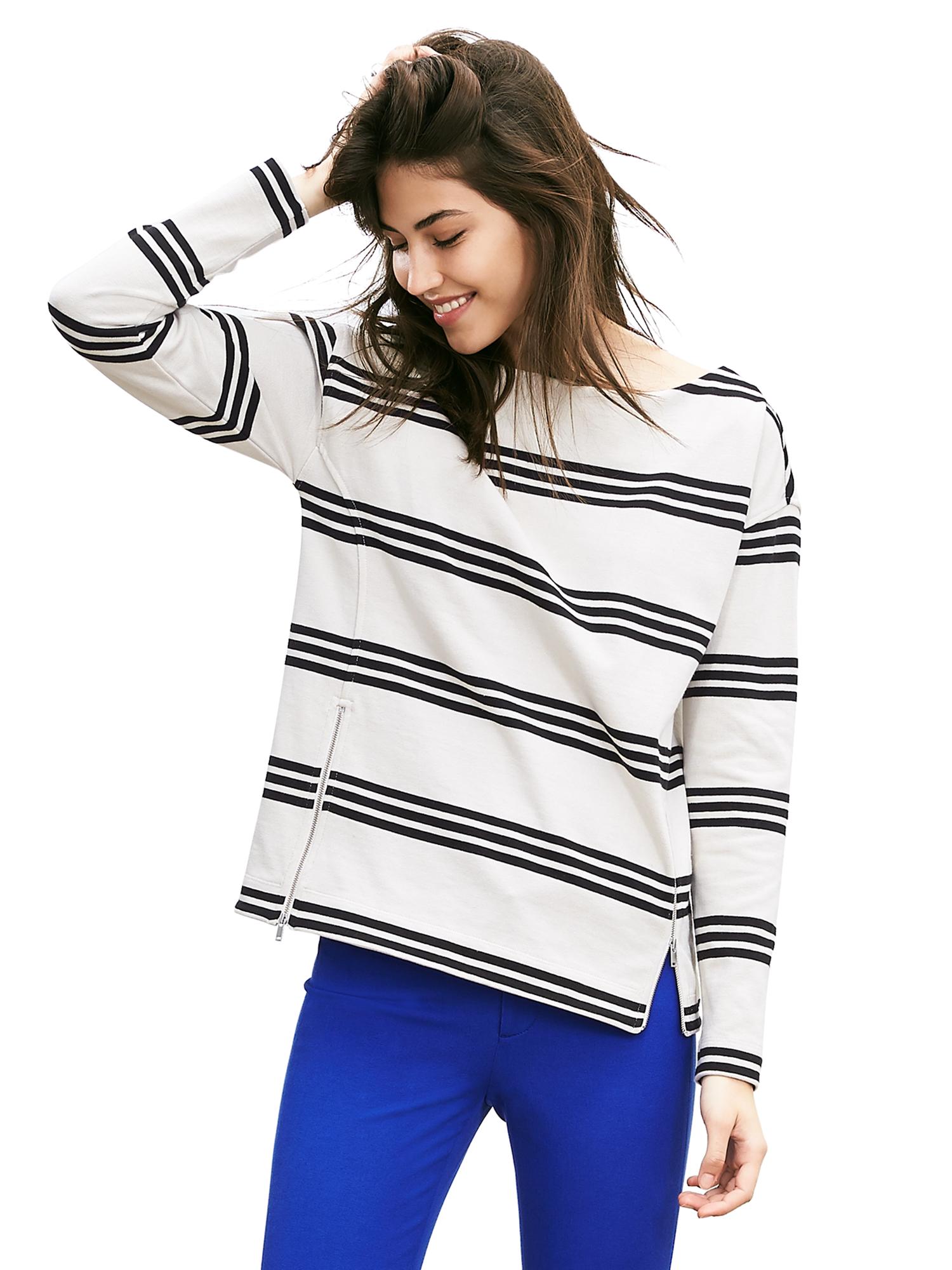 Striped Zip-Front Pullover